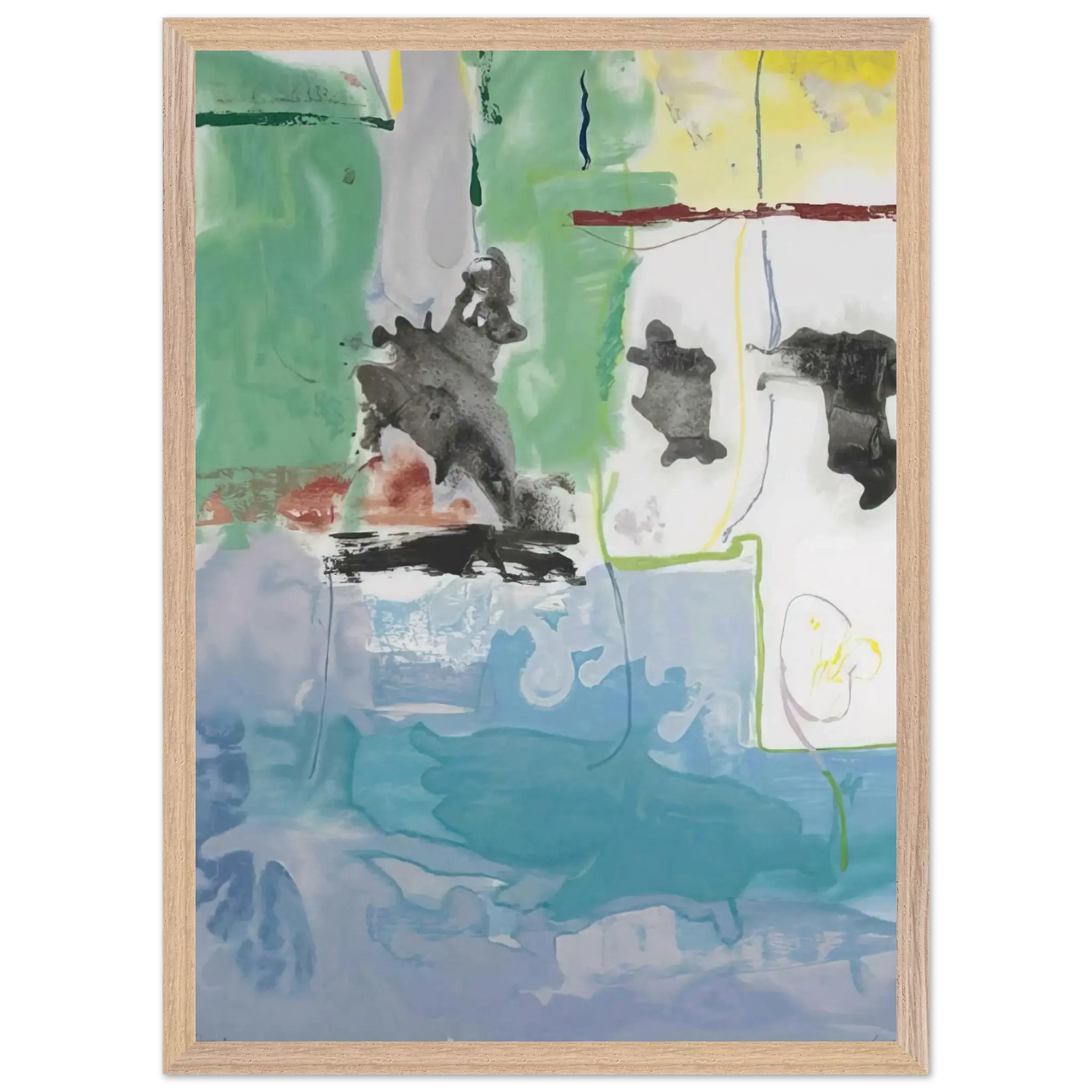 Helen Frankenthaler - West Wind - 1997 Wall art - 70x100 cm / 28x40 Inches - Premium Wooden Framed Poster With Fine Art Paper - Black frame