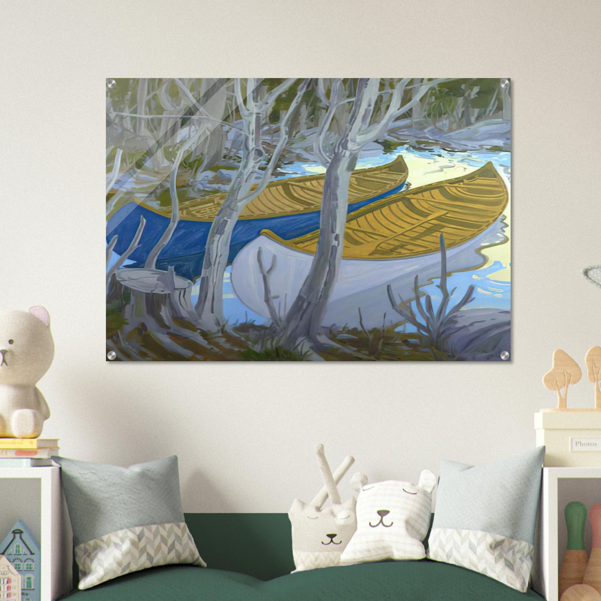 Two Canoes - Contemporary Realism - Neil Welliver Acrylic Print - 70x100 cm / 28x40″ inches