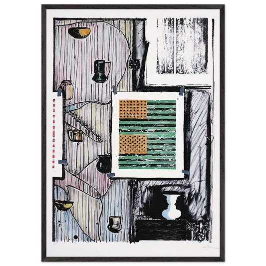 VENTRILOQUIST ULAE 235 - Jasper Johns 70x100 cm / 28x40 inches Framed Art Print – Black Wooden Frame