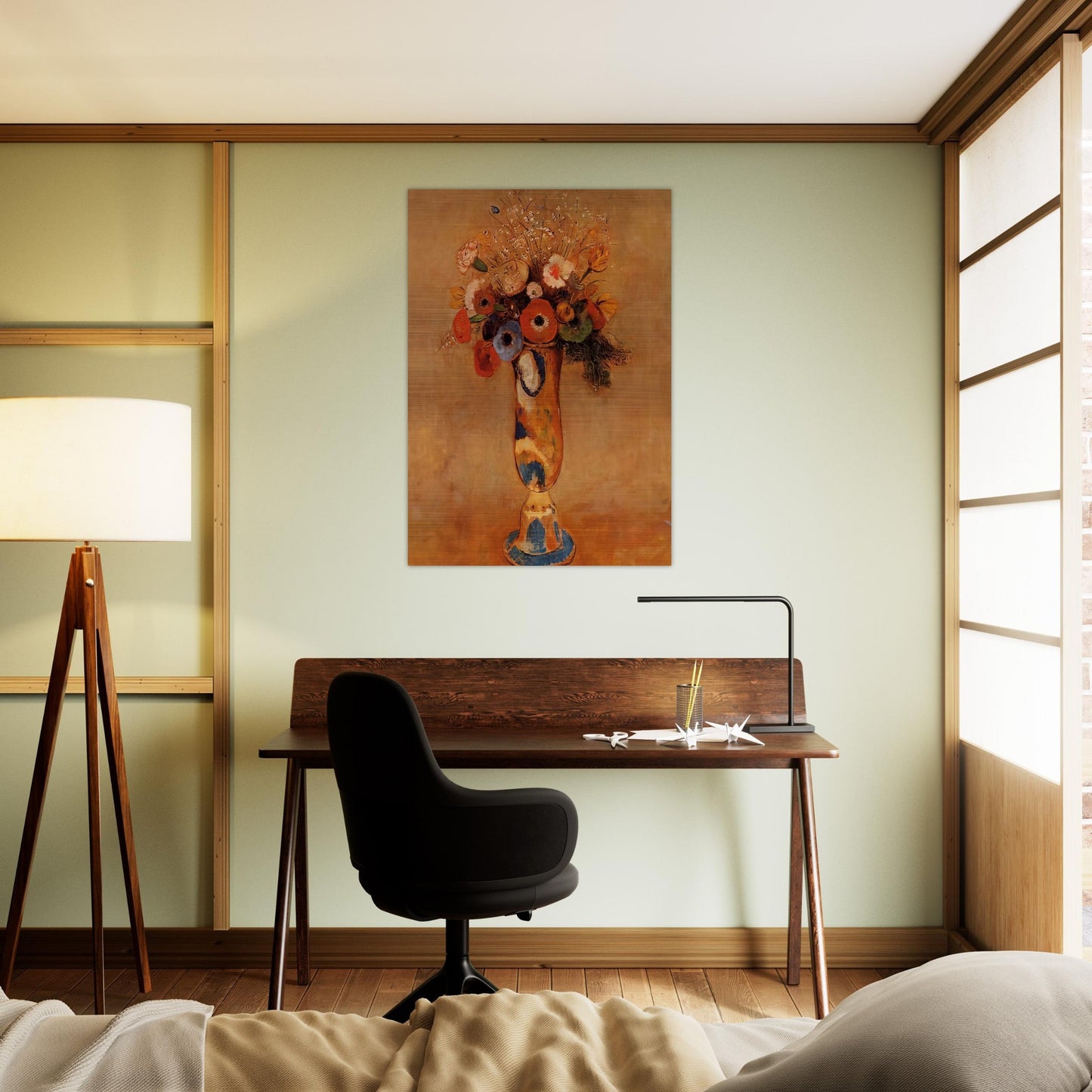 WILDFLOWERS IN A LONG NECKED VASE - Odilon Redon Brushed Aluminum Print - 70x100 cm / 28x40 inches | Odilon Redon Aluminum Print | Odilon Redon Prints