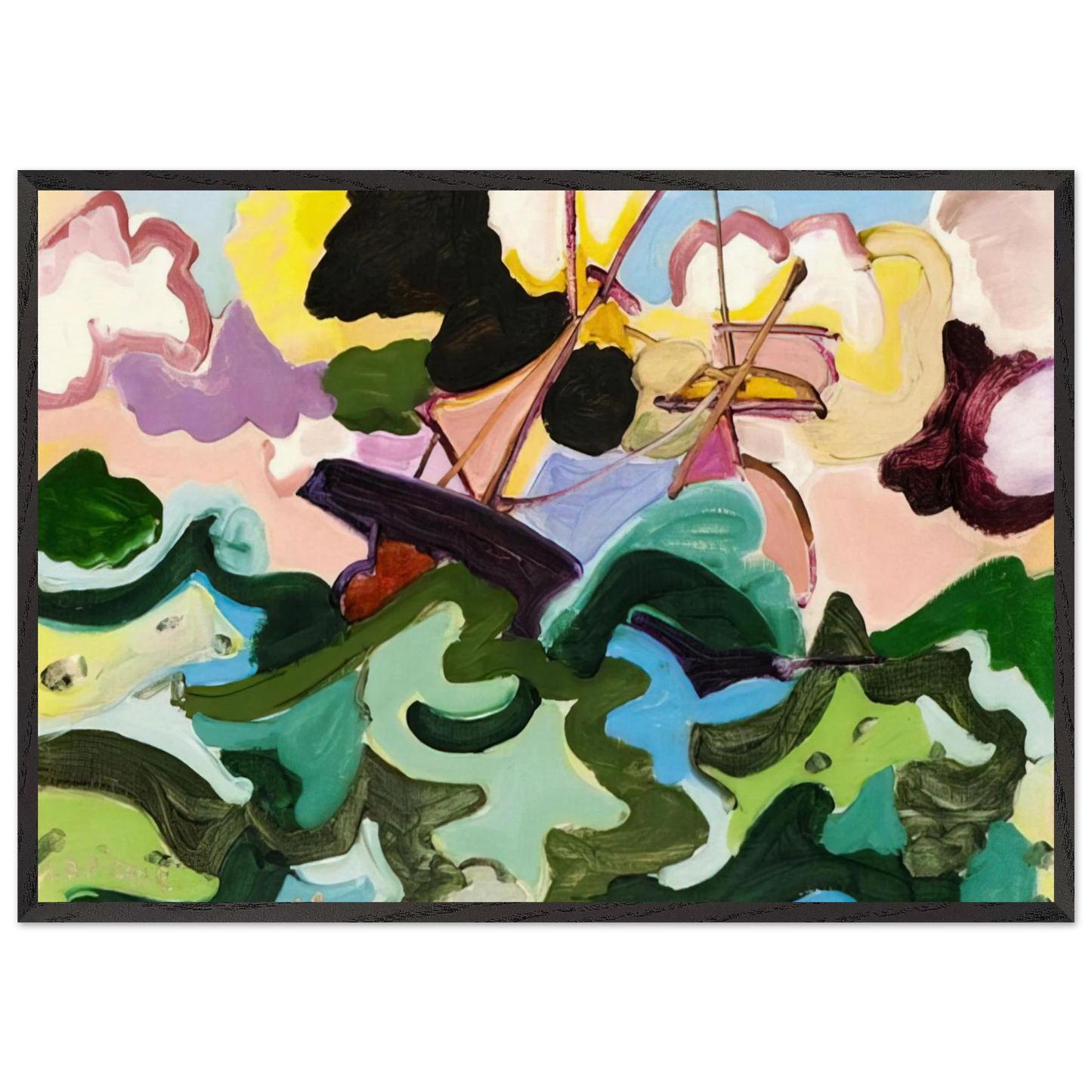 En fuite - Fauvism Tachisme - Charles Lapicque 70x100 cm / 28x40 inches Framed Art Print – Black Wooden Frame