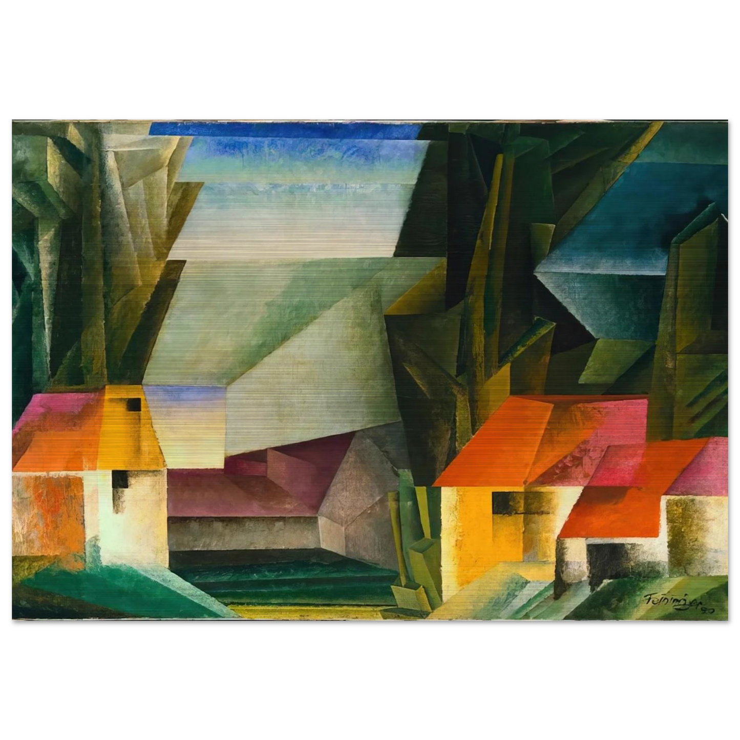 HOPFGARTEN 1920 - Lyonel Feininger Brushed Aluminum Print - 70x100 cm / 28x40 inches | Lyonel Feininger Aluminum Print | Lyonel Feininger Prints
