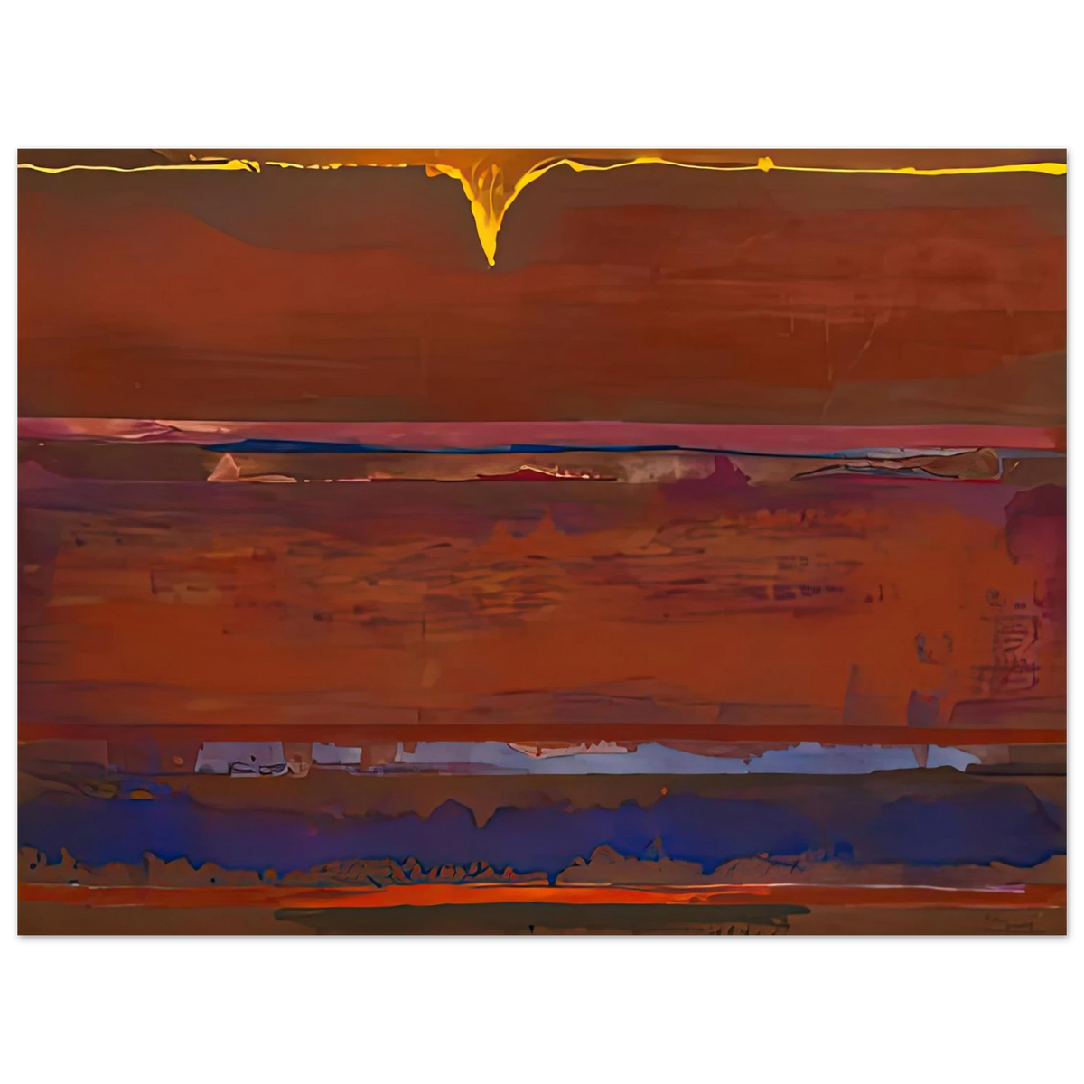 Helen Frankenthaler - Desert Pulse, 1991- Wall Art - 21x29.7 cm / 8x12" - Premium Wooden Framed Poster With Fine Art Paper-canvas - Black frame