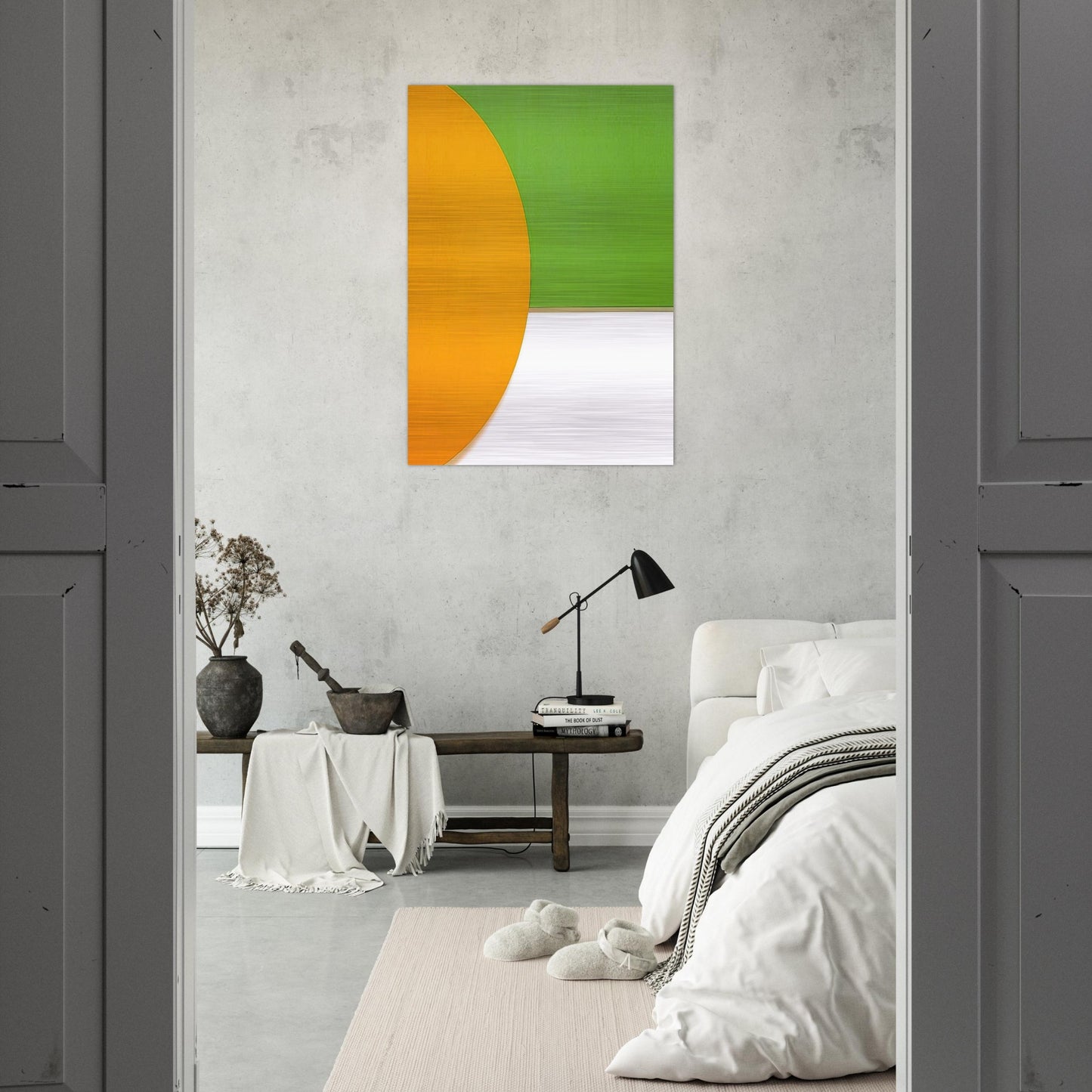 Orange Relief with Green - Ellsworth Kelly Brushed Aluminum Print - 70x100 cm / 28x40 inches | Ellsworth Kelly Aluminum Print | Ellsworth Kelly Prints