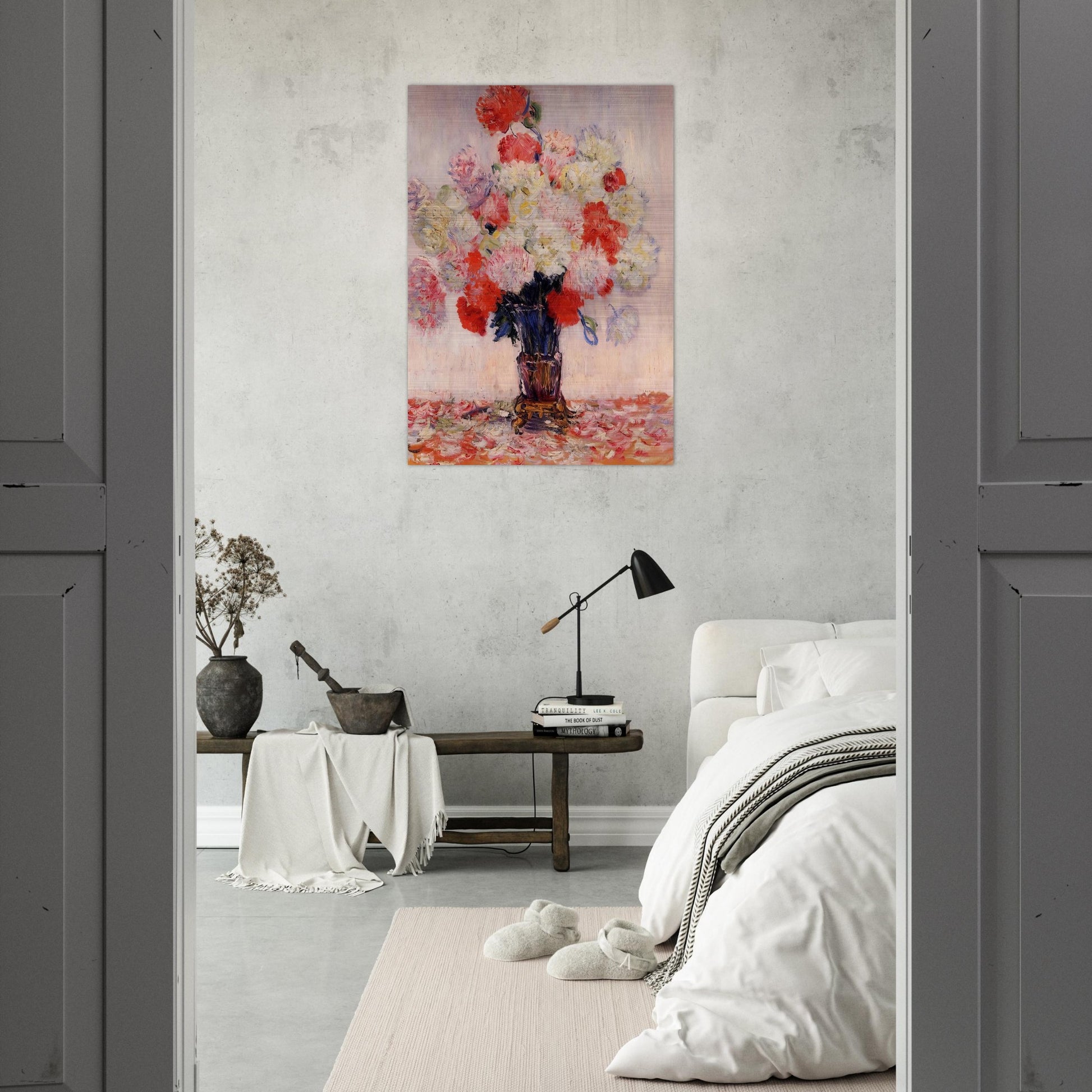 Vase of Peonies - claude monet Brushed Aluminum Print - 70x100 cm / 28x40 inches | claude monet Aluminum Print | claude monet Prints