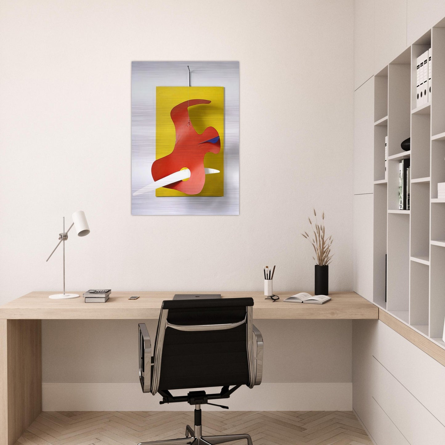 FORM AGAINST YELLOW YELLOW PANEL 1936 - Alexander Calder Brushed Aluminum Print - 70x100 cm / 28x40 inches | Alexander Calder Aluminum Print | Alexander Calder Prints