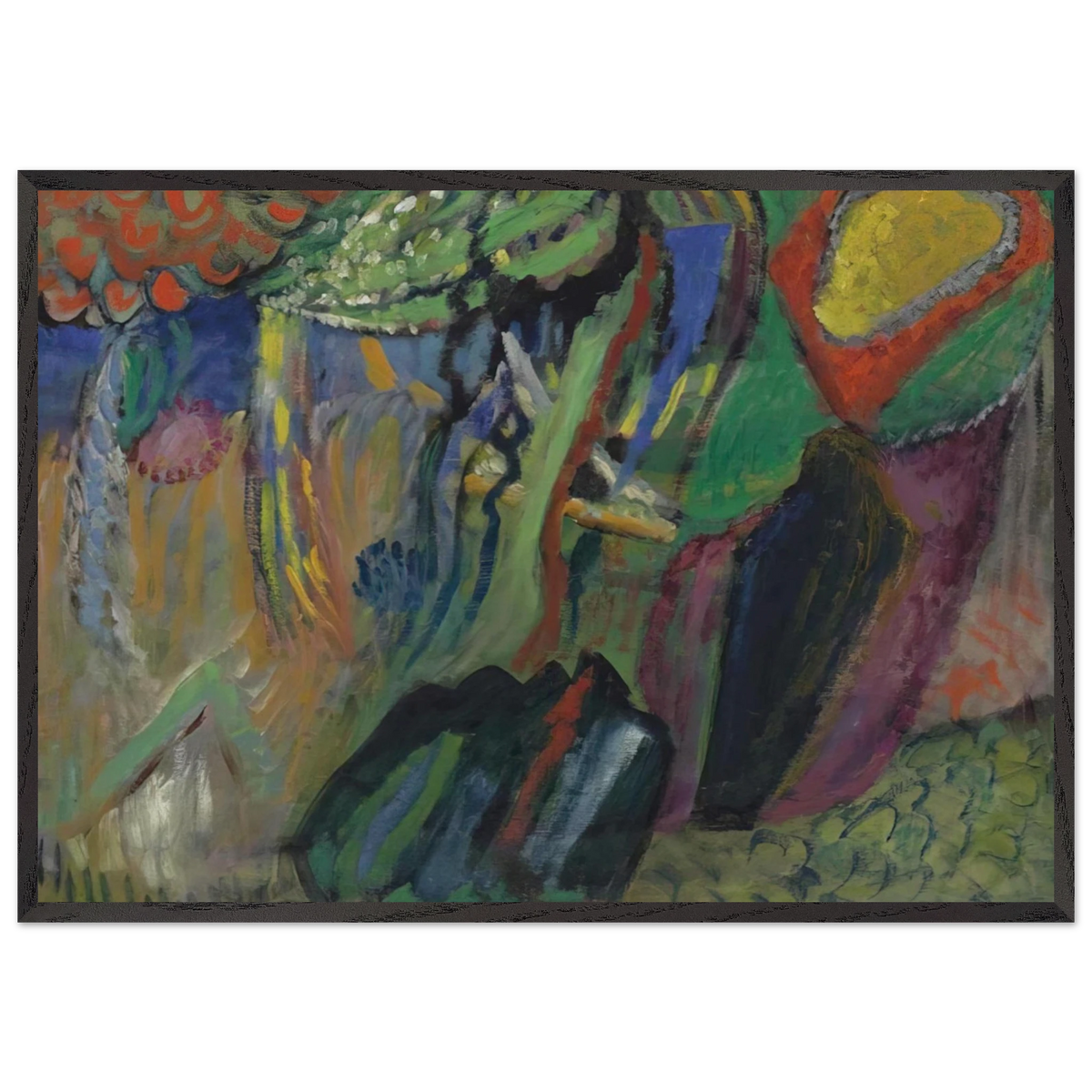 Abstract Composition N5 - Gabriele Munter 70x100 cm / 28x40 inches Framed Art Print – Black Wooden Frame