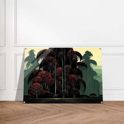 Crimson Autumn - Eyvind Earle Acrylic Print - 70x100 cm / 28x40″ inches
