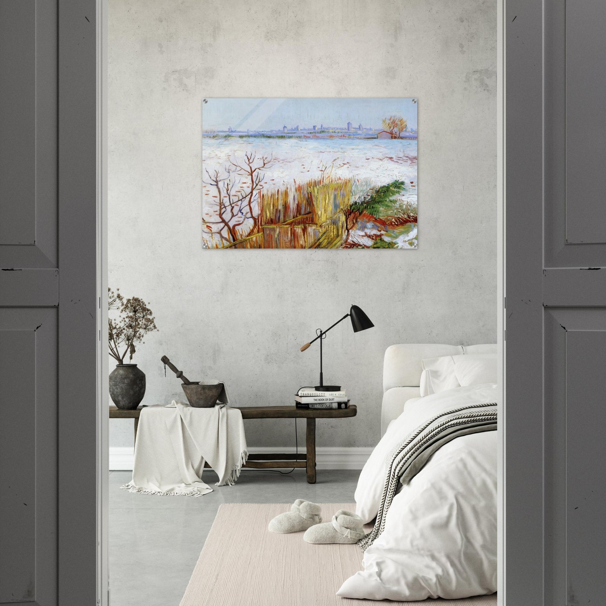 Snowy Landscape with Arles in the Background - Vincent van Gogh Acrylic Print - 70x100 cm / 28x40″ inches