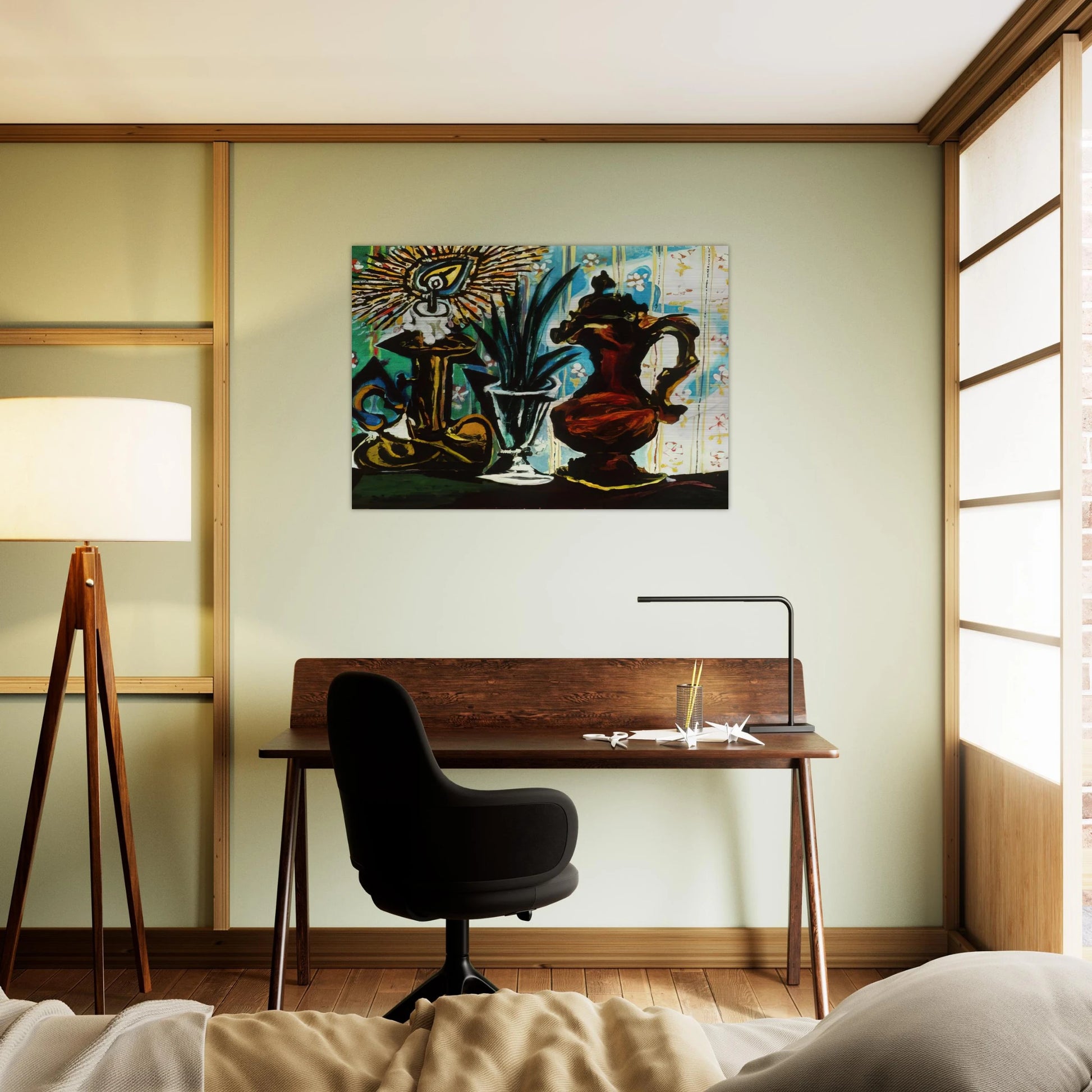 Still life with candle - Pablo Picasso Brushed Aluminum Print - 70x100 cm / 28x40 inches | Pablo Picasso Aluminum Print | Pablo Picasso Prints