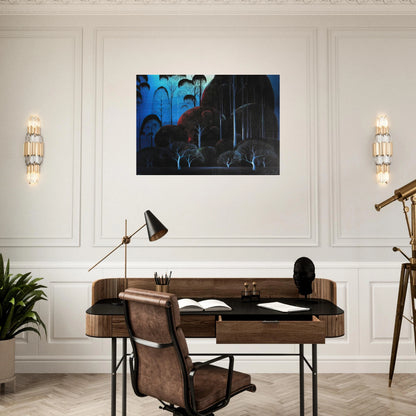 Enchanted Forest - Eyvind Earle Brushed Aluminum Print - 70x100 cm / 28x40 inches | Eyvind Earle Aluminum Print | Eyvind Earle Prints