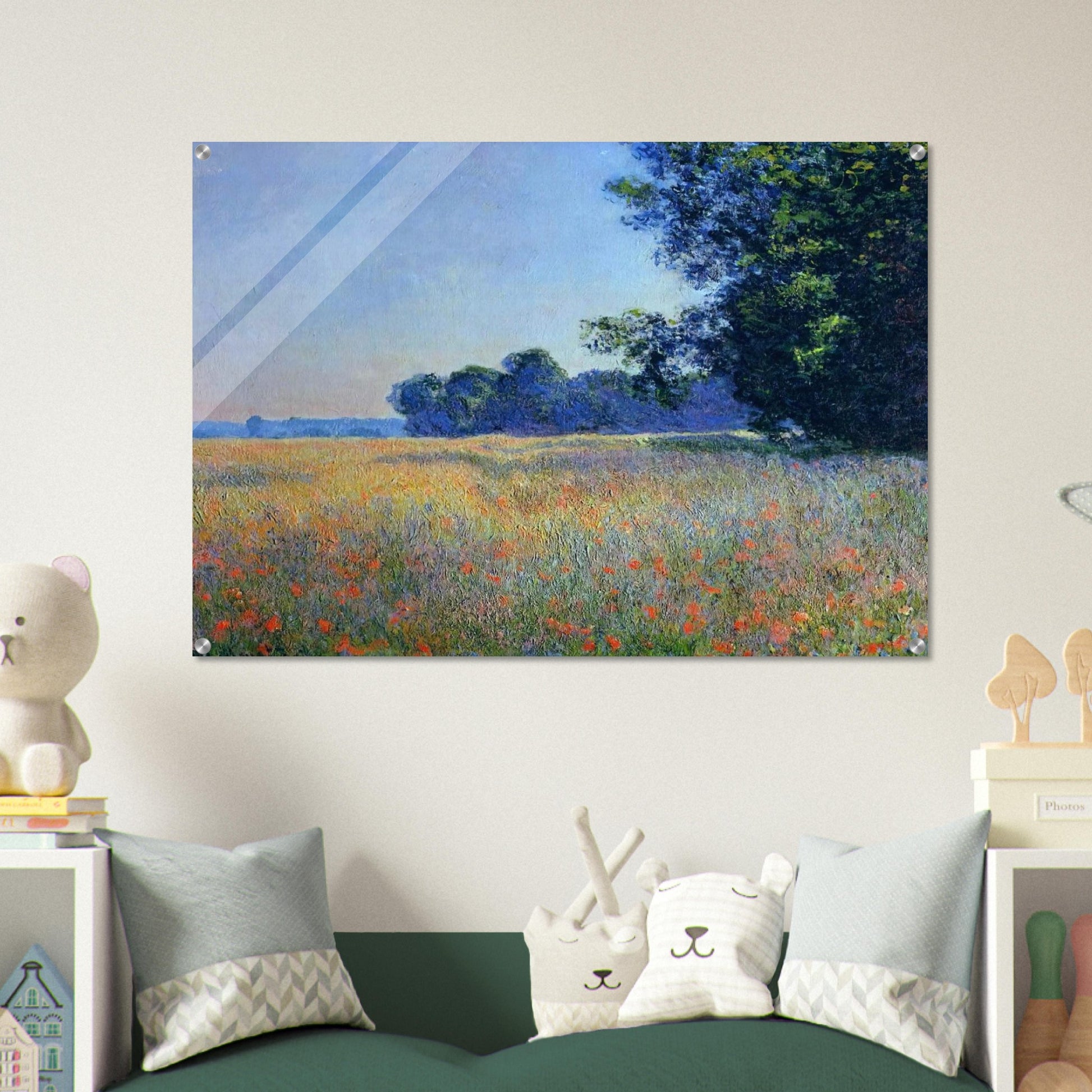 Oat and Poppy Field, Giverny - claude monet Acrylic Print - 70x100 cm / 28x40″ inches