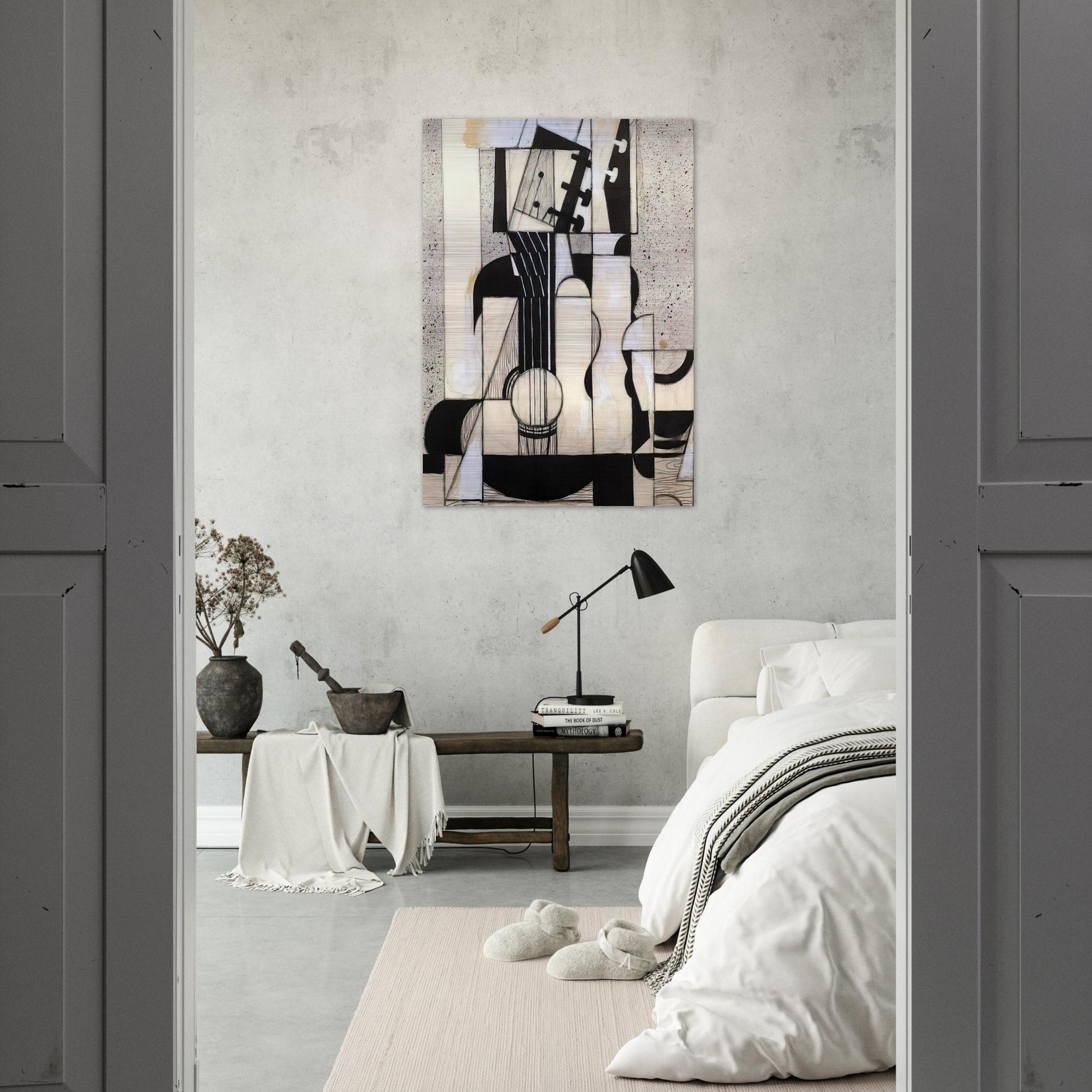 STILL LIFE WITH GUITAR 1913 - Juan Gris Brushed Aluminum Print - 70x100 cm / 28x40 inches | Juan Gris Aluminum Print | Juan Gris Prints