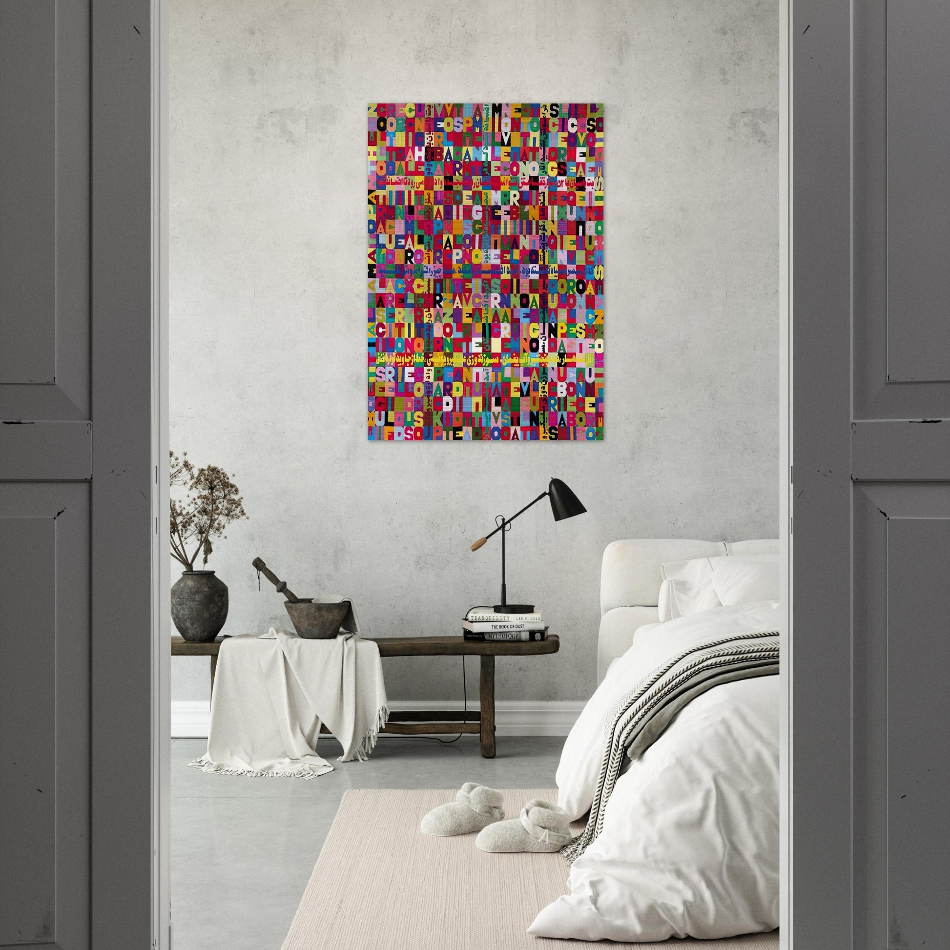 OGGI VENISETESIMO GIORNO UNDICESIMO MESE ANNO MILLENOVEIOOO ANTOTO ALIGHIERO E BOETTI ALLAMATO - Alighiero Boetti Brushed Aluminum Print - 70x100 cm / 28x40 inches | Alighiero Boetti Aluminum Print | Alighiero Boetti Prints