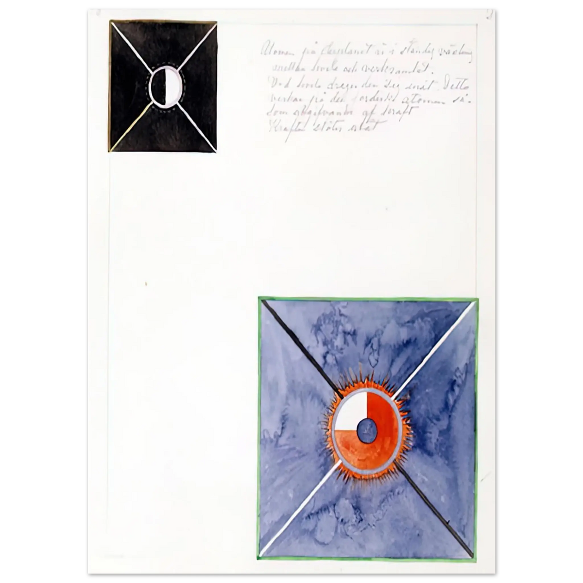 Hilma af Klint - ATOM SERIES NO 8 ATOM ON THE ETHER PLANE IS IN CONSTANT CHANGE BETWEEN REST AND ACTIVITY AT THE 1917 Wall art - 15x20 cm / 6x8 Inches - Premium Wooden Framed Poster With Fine Art Paper - Black frame