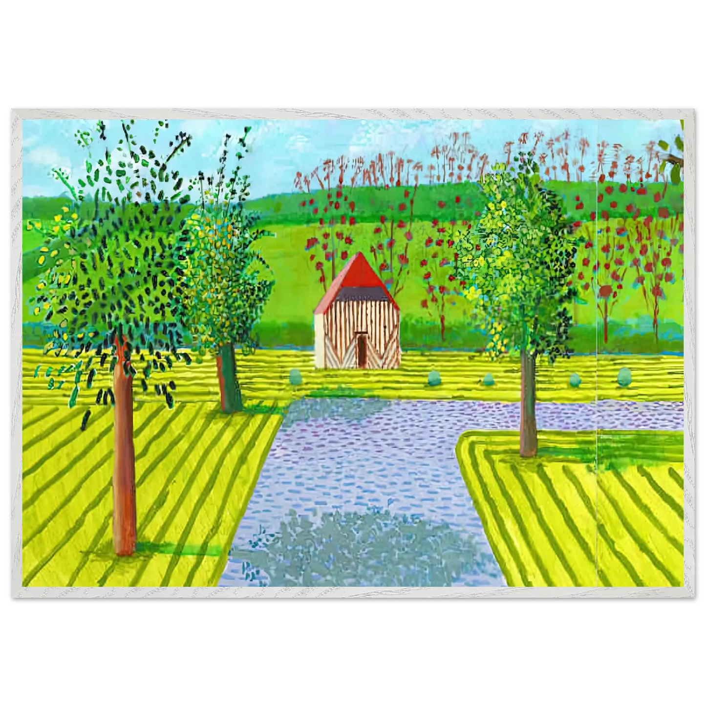 David Hockney - David Hockney Wall art - A2 (42 x 59.4  cm) - Premium Wooden Framed Poster With Fine Art Paper - White frame