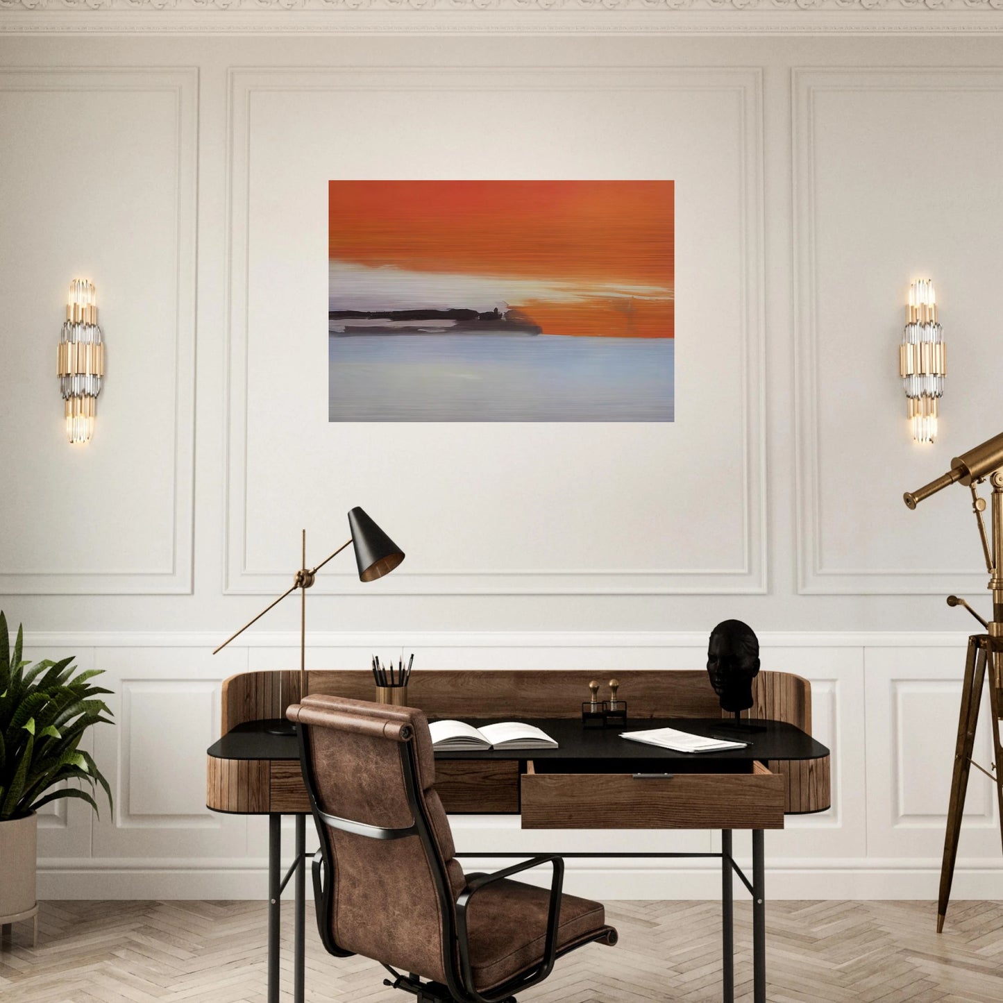 Chemin de fer au bord de la mer, soleil couchant - 1955 - Nicolas de Stael Brushed Aluminum Print - 70x100 cm / 28x40 inches | Nicolas de Stael Aluminum Print | Nicolas de Stael Prints