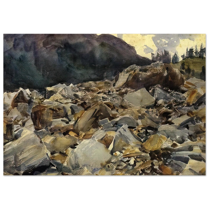 Purtud, Alpine Scene and Boulders - John Singer Sargent Brushed Aluminum Print - 70x100 cm / 28x40 inches | John Singer Sargent Aluminum Print | John Singer Sargent Prints