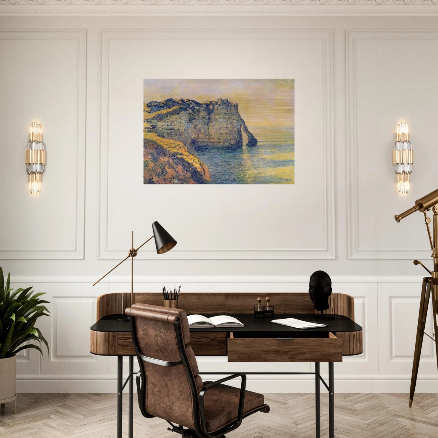 Cliffs of the Porte d'Aval - claude monet Brushed Aluminum Print - 70x100 cm / 28x40 inches | claude monet Aluminum Print | claude monet Prints