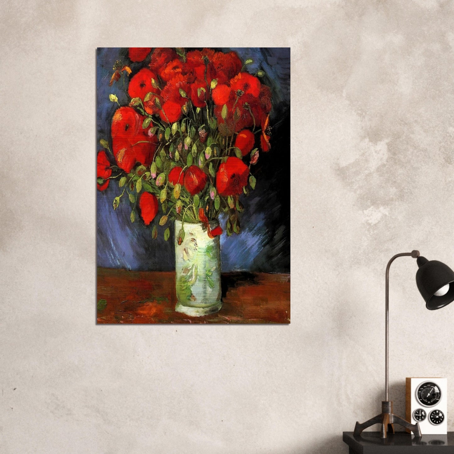 Vase with Red Poppies - Vincent van Gogh Brushed Aluminum Print - 70x100 cm / 28x40 inches | Vincent van Gogh Aluminum Print | Vincent van Gogh Prints