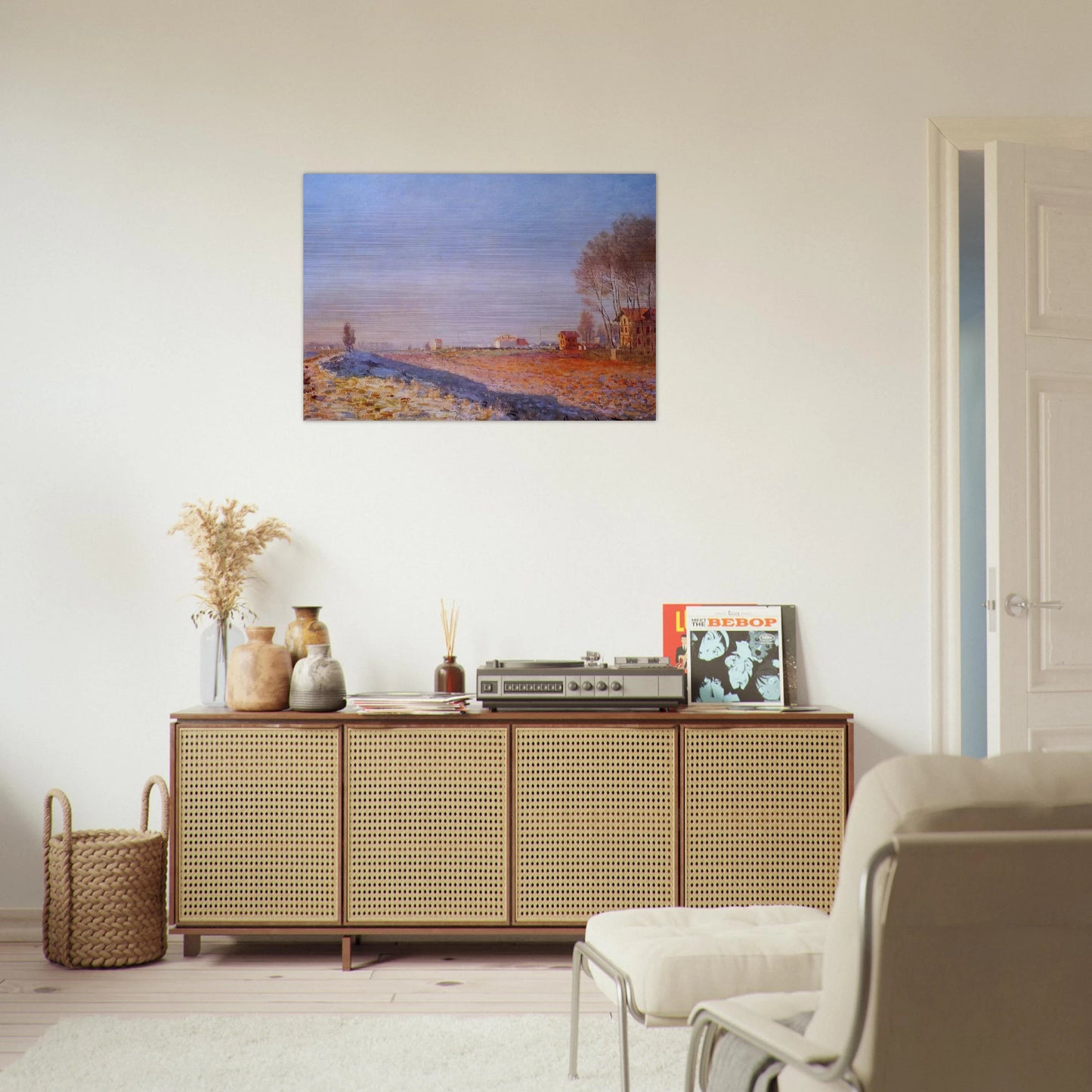 The Plain of Colombes, White Frost - claude monet Brushed Aluminum Print - 70x100 cm / 28x40 inches | claude monet Aluminum Print | claude monet Prints