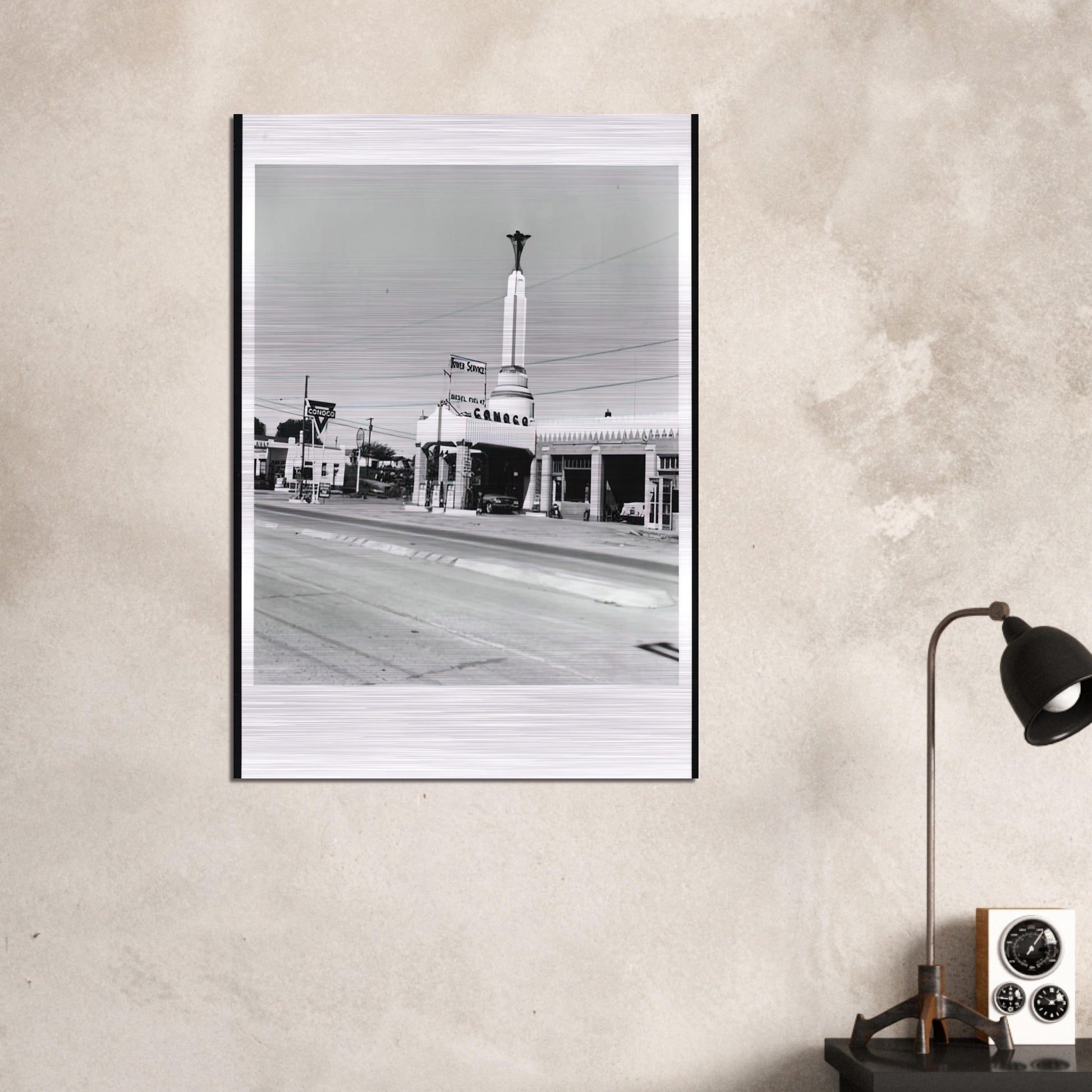 CONOCO SHAMROCK TEXAS FROM FIVE VIEWS FROM THE PANHANDLE SERIES - Edward Ruscha Brushed Aluminum Print - 70x100 cm / 28x40 inches | Edward Ruscha Aluminum Print | Edward Ruscha Prints