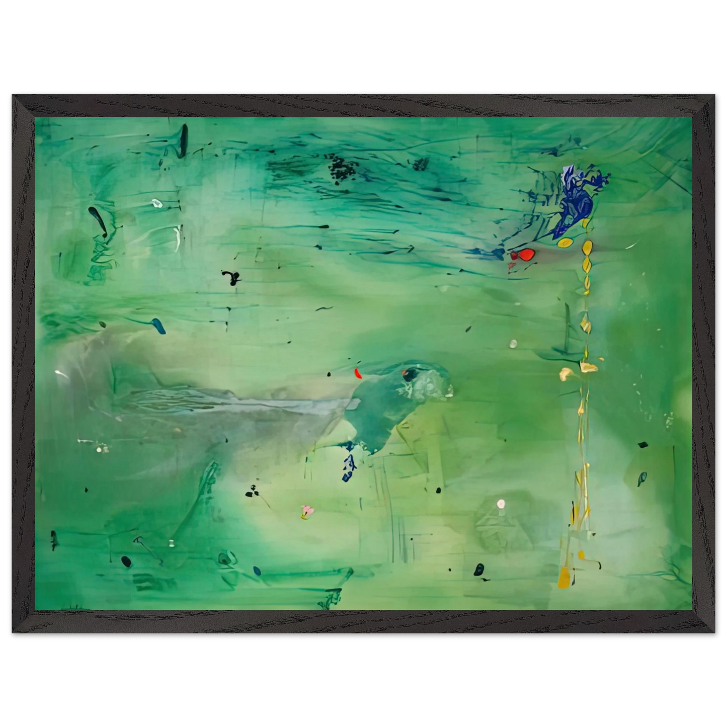 Helen Frankenthaler - A Green Thought in a Green Shade, 1981- Wall Art - 60x80 cm / 24x32 inches - Premium Wooden Framed Poster With Fine Art Paper-canvas - Black frame