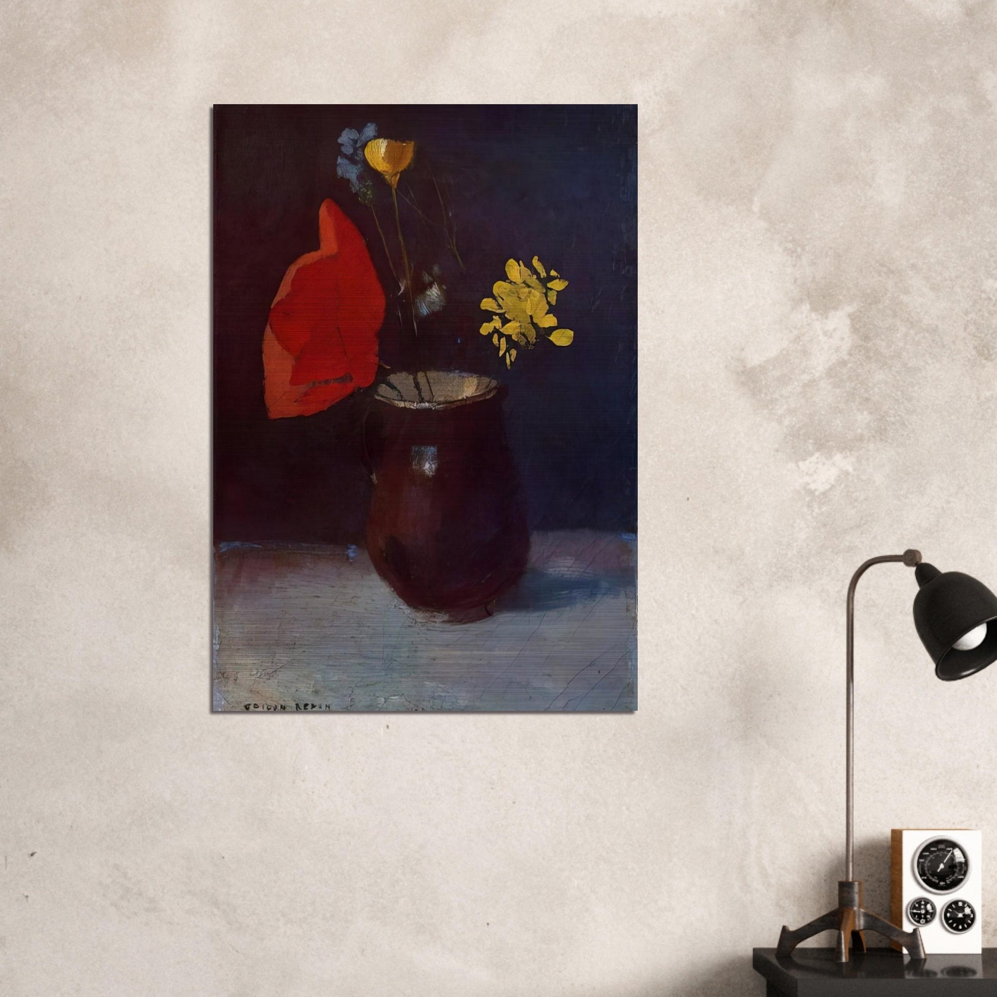 PITCHER OF FLOWERS - Odilon Redon Brushed Aluminum Print - 70x100 cm / 28x40 inches | Odilon Redon Aluminum Print | Odilon Redon Prints