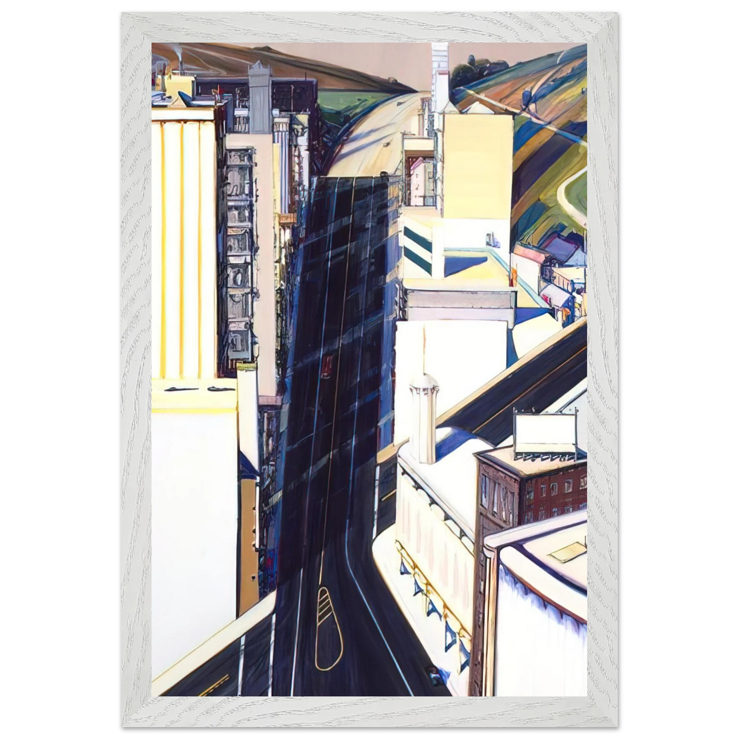 Wayne Thiebaud - Sunset Streets - 1985 Wall Art - 60x80 cm / 24x32 inches - Fine Art Poster - -