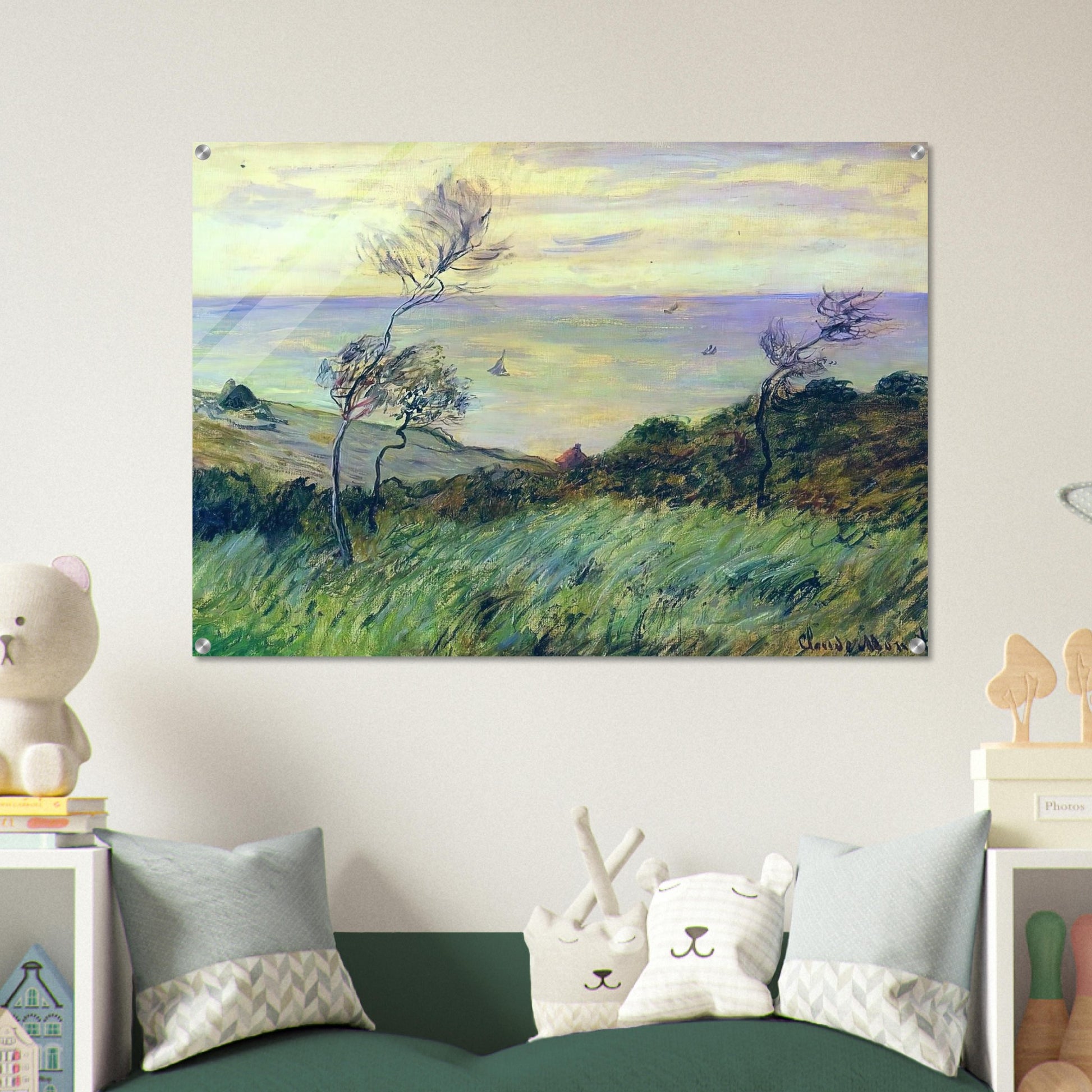 Cliffs of Varengeville, Gust of Wind - claude monet Acrylic Print - 70x100 cm / 28x40″ inches | claude monet Wall Art | claude monet Prints