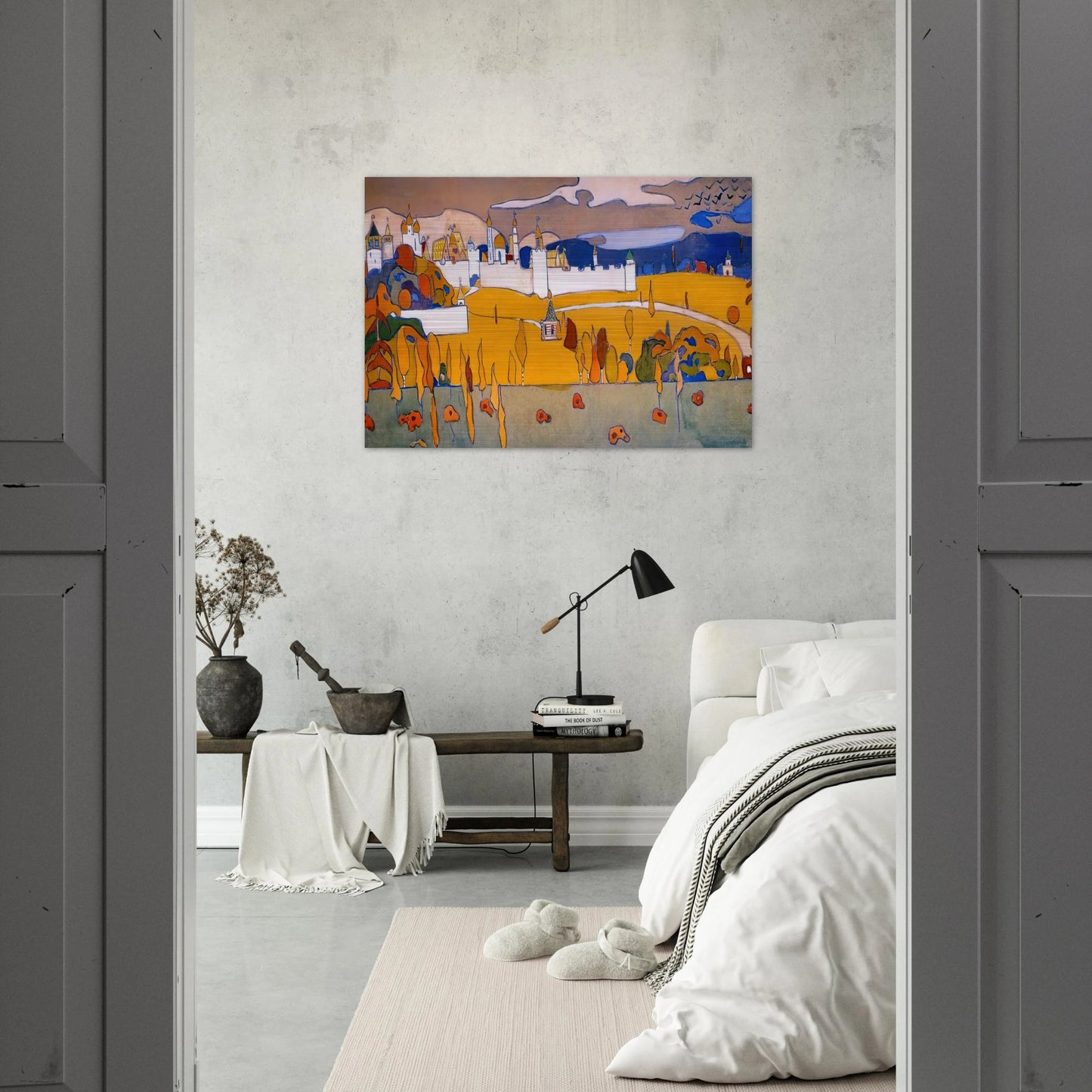 WALLED CITY IN AUTUMN LANDSCAPE 1902 - Wassily Kandinsky Brushed Aluminum Print - 70x100 cm / 28x40 inches | Wassily Kandinsky Aluminum Print | Wassily Kandinsky Prints