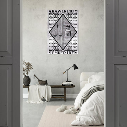 BOOKPLATE A R A WERTHEIM - MC Escher Brushed Aluminum Print - 70x100 cm / 28x40 inches | MC Escher Aluminum Print | MC Escher Prints