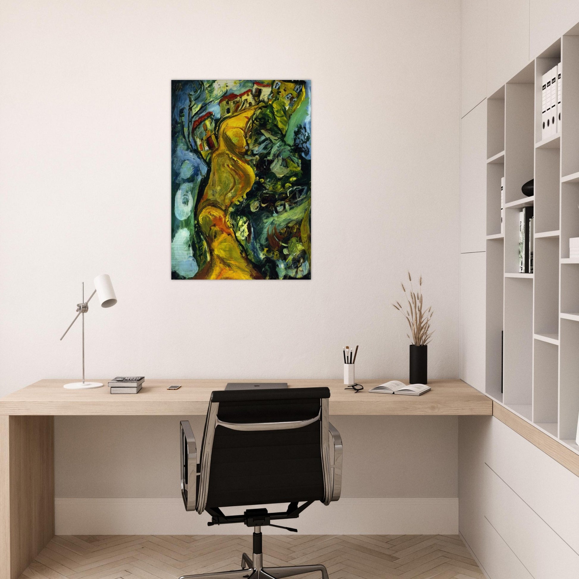 STREET AT CAGNES 1923 - Chaim Soutine Brushed Aluminum Print - 70x100 cm / 28x40 inches | Chaim Soutine Aluminum Print | Chaim Soutine Prints