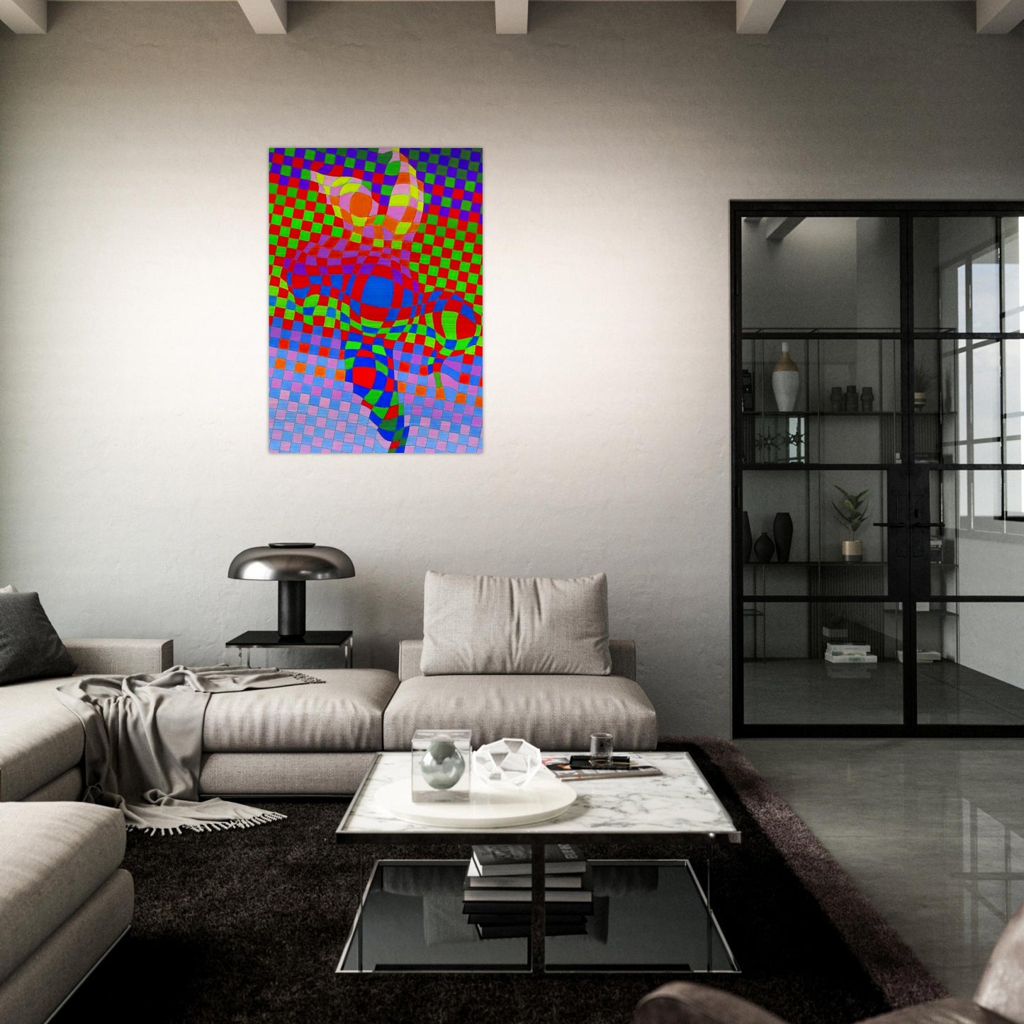 Harlequin - Victor Vasarely Brushed Aluminum Print - 70x100 cm / 28x40 inches | Victor Vasarely Aluminum Print | Victor Vasarely Prints