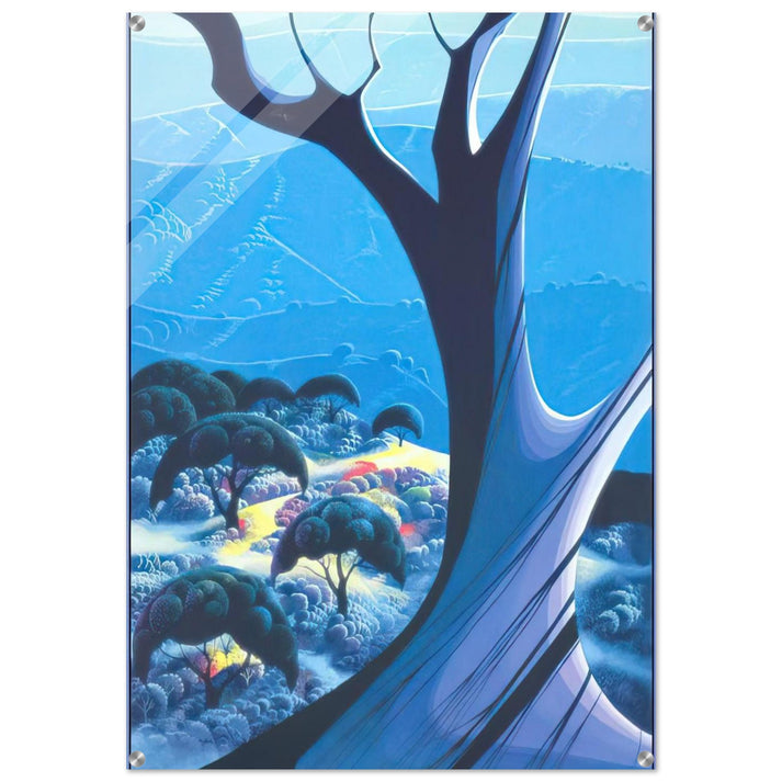 Purple Treeand Mountains - Eyvind Earle Acrylic Print - 70x100 cm / 28x40″ inches