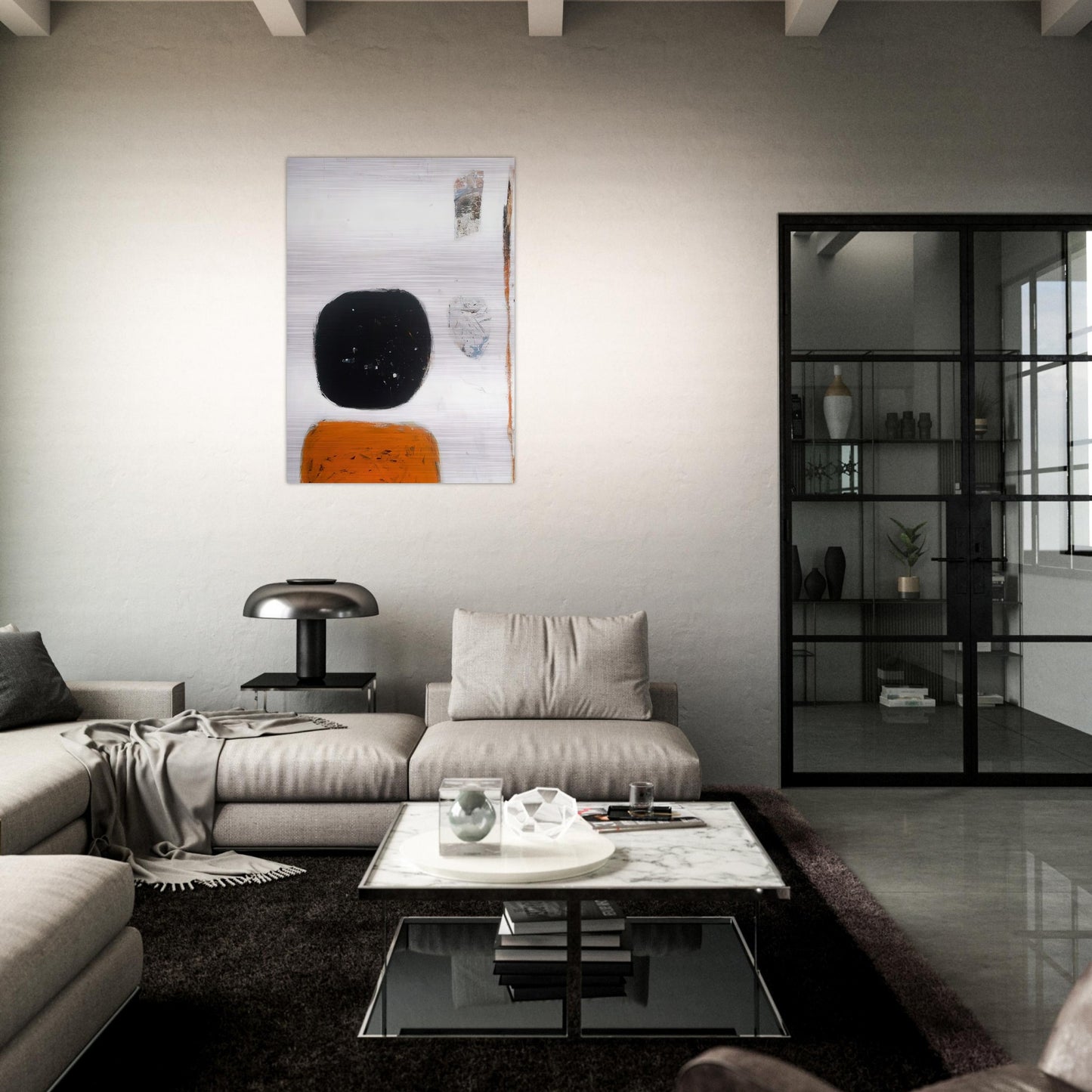Orange, Black and White - 1960 - William Scott Brushed Aluminum Print - 70x100 cm / 28x40 inches | William Scott Aluminum Print | William Scott Prints