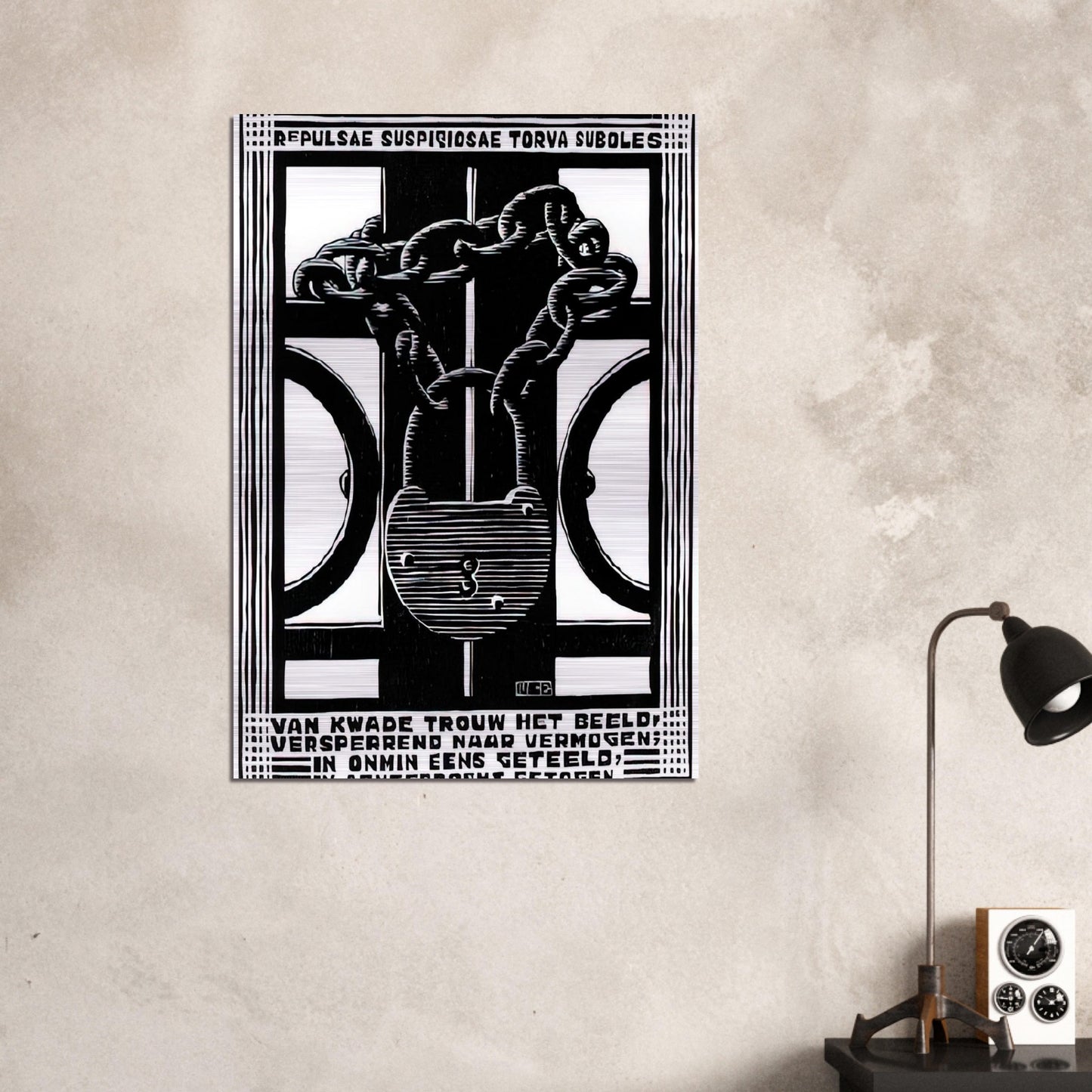 PADLOCK - MC Escher Brushed Aluminum Print - 70x100 cm / 28x40 inches | MC Escher Aluminum Print | MC Escher Prints