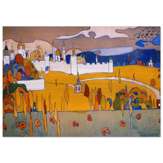 WALLED CITY IN AUTUMN LANDSCAPE 1902 - Wassily Kandinsky Brushed Aluminum Print - 70x100 cm / 28x40 inches | Wassily Kandinsky Aluminum Print | Wassily Kandinsky Prints