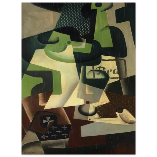 Juan Gris - BOTTLE OF BEAUNE AND A FRUIT DISH 1917  75x100 cm / 30x40inches Fine Art Poster