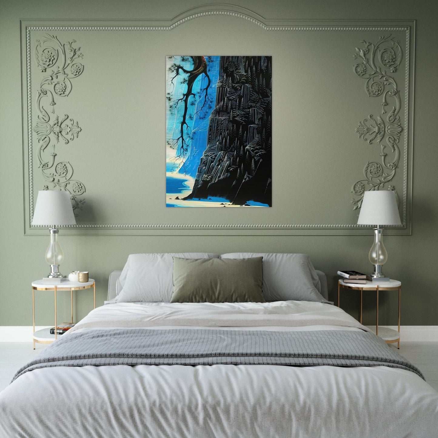 Cliffs Ascending - Eyvind Earle Brushed Aluminum Print - 70x100 cm / 28x40 inches | Eyvind Earle Aluminum Print | Eyvind Earle Prints