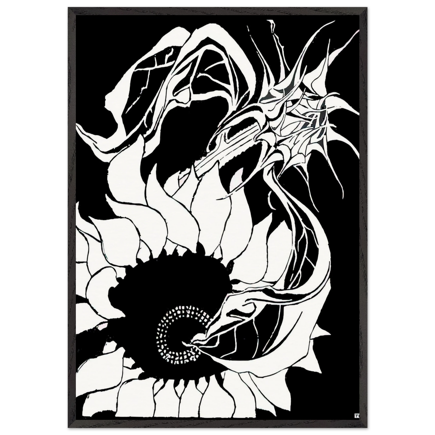 SUNFLOWERS N2 - MC Escher 70x100 cm / 28x40 inches Framed Art Print – Black Wooden Frame | Maurits Cornelis Escher Prints