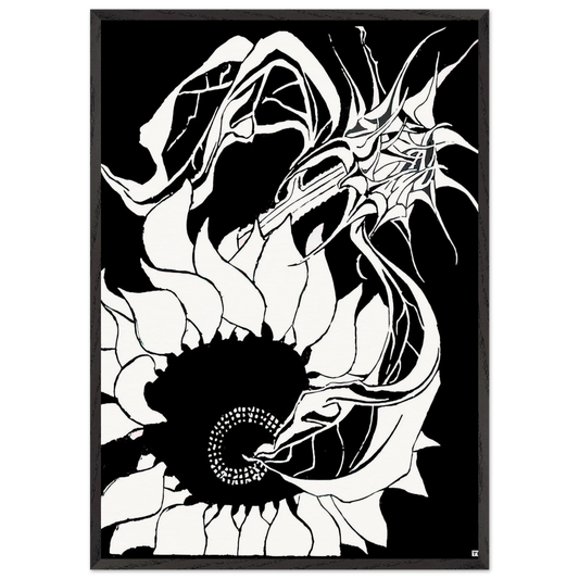 SUNFLOWERS N2 - MC Escher 70x100 cm / 28x40 inches Framed Art Print – Black Wooden Frame | Maurits Cornelis Escher Prints