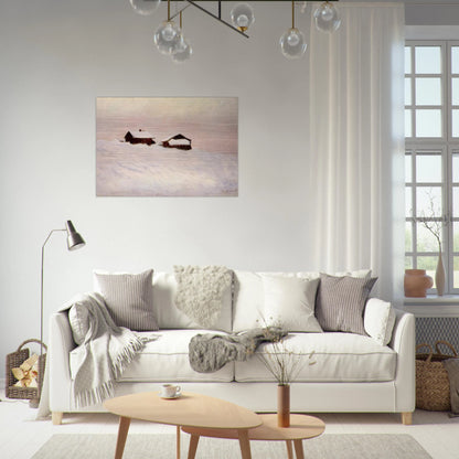 Houses in the Snow - claude monet Brushed Aluminum Print - 70x100 cm / 28x40 inches | claude monet Aluminum Print | claude monet Prints
