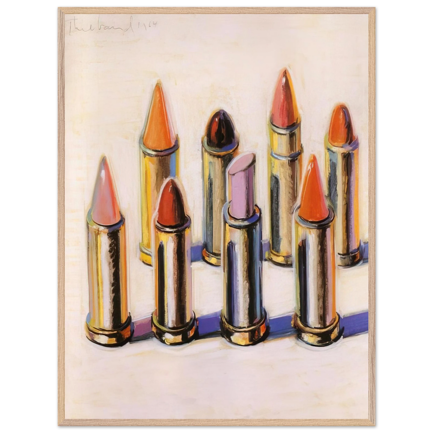 Wayne Thiebaud - Lipsticks - 1964 Wall Art - 30x40 cm / 12x16 inches - Premium Wooden Framed Poster With Fine Art Paper - Wood frame