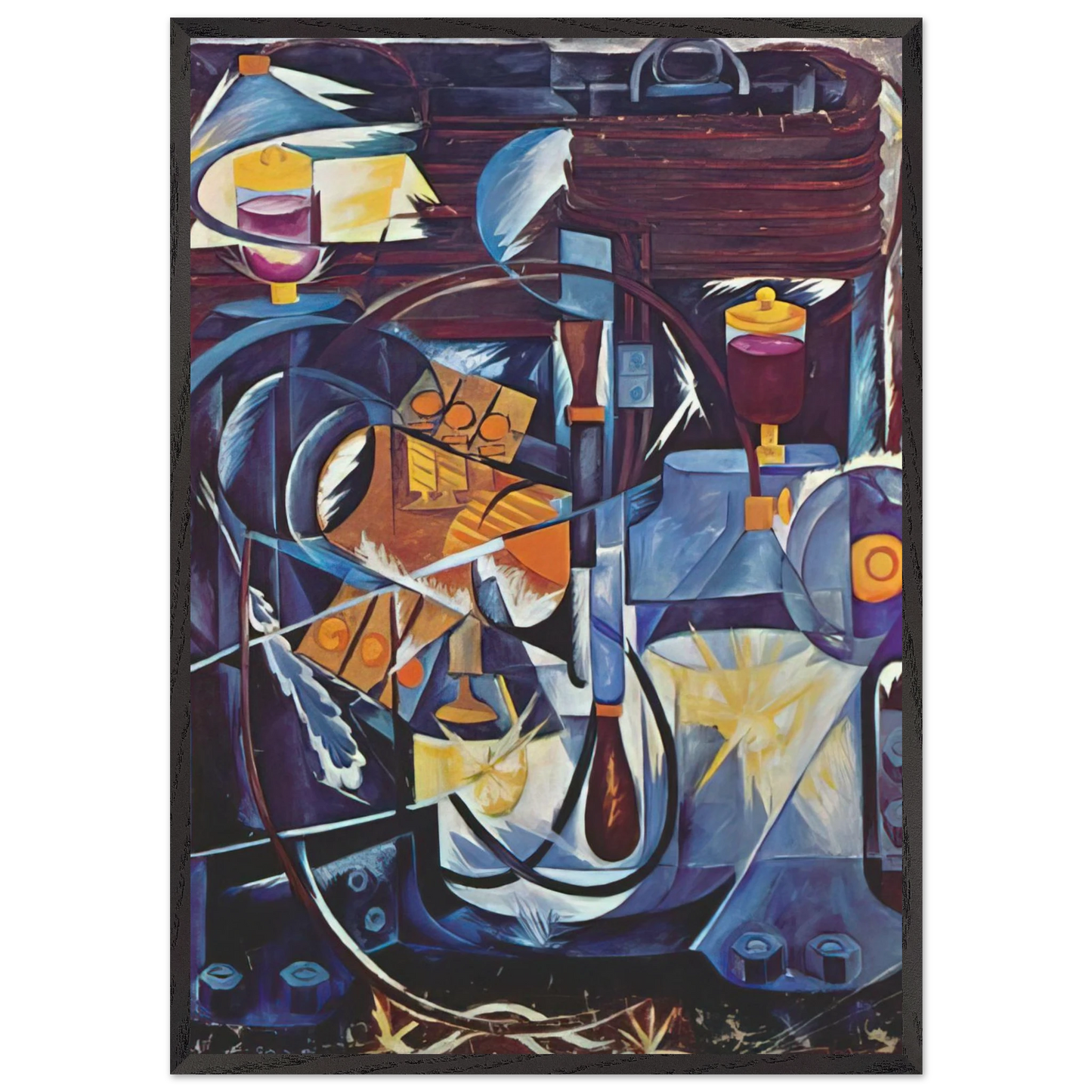 Dynamo machine - 1913 - Natalia Goncharova 70x100 cm / 28x40 inches Framed Art Print – Black Wooden Frame