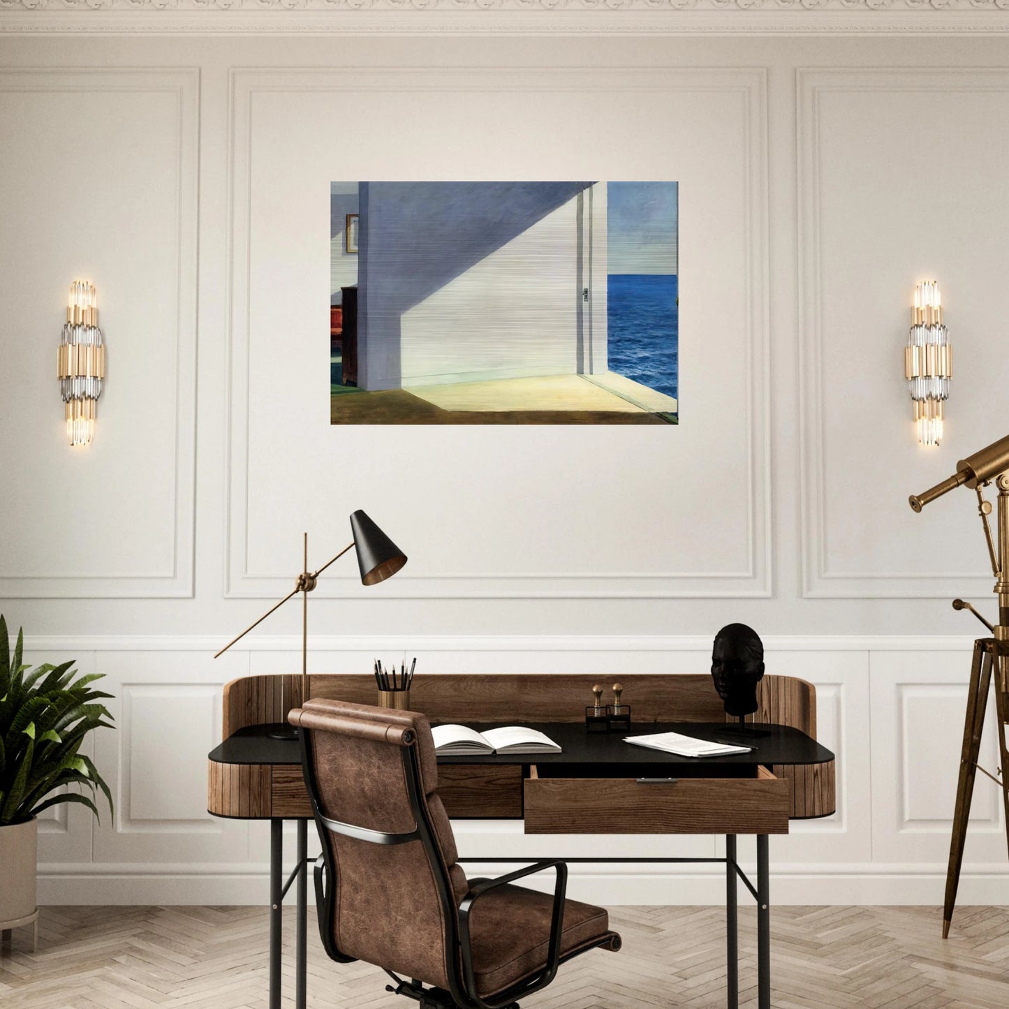 Rooms By The Sea - Edward Hopper Brushed Aluminum Print - 70x100 cm / 28x40 inches | Edward Hopper Aluminum Print | Edward Hopper Prints