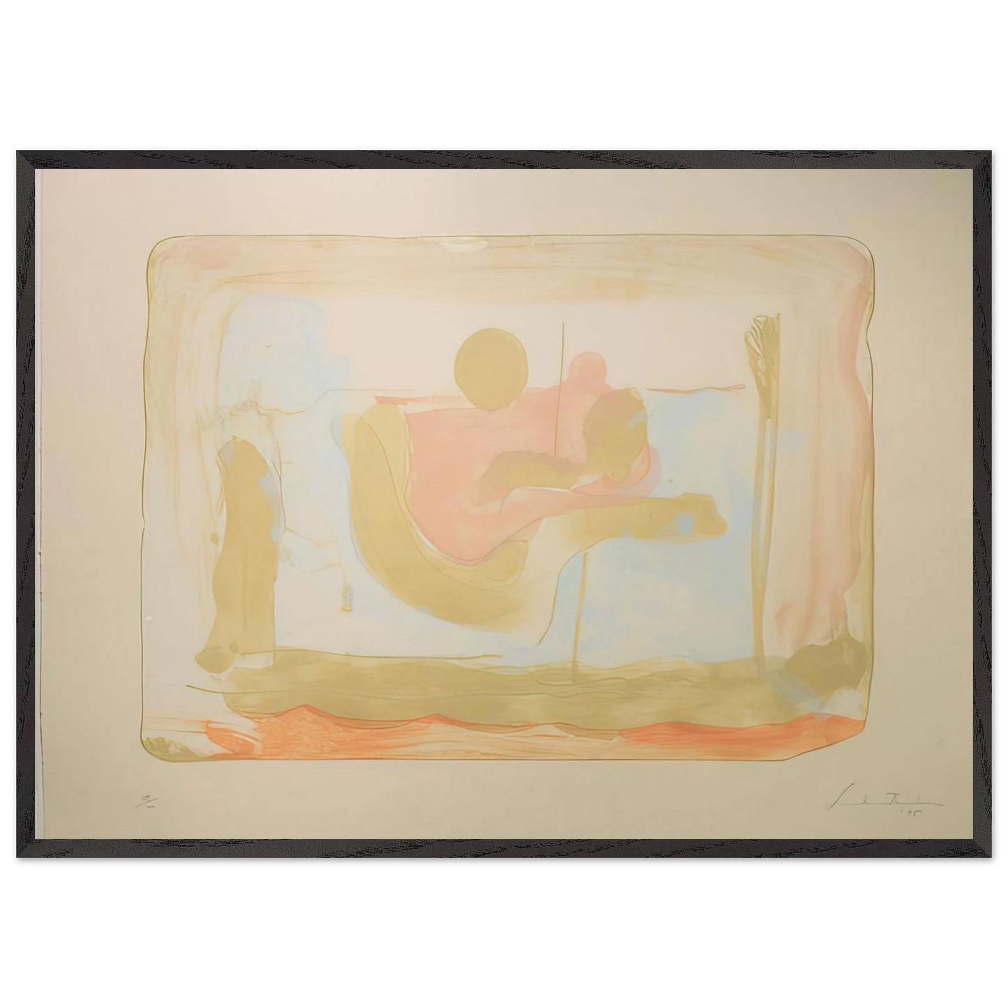 Helen Frankenthaler - Reflections I - 1995 Wall art - 13x18 cm / 5x7 inches - Premium Wooden Framed Poster With Fine Art Paper-canvas - Black frame