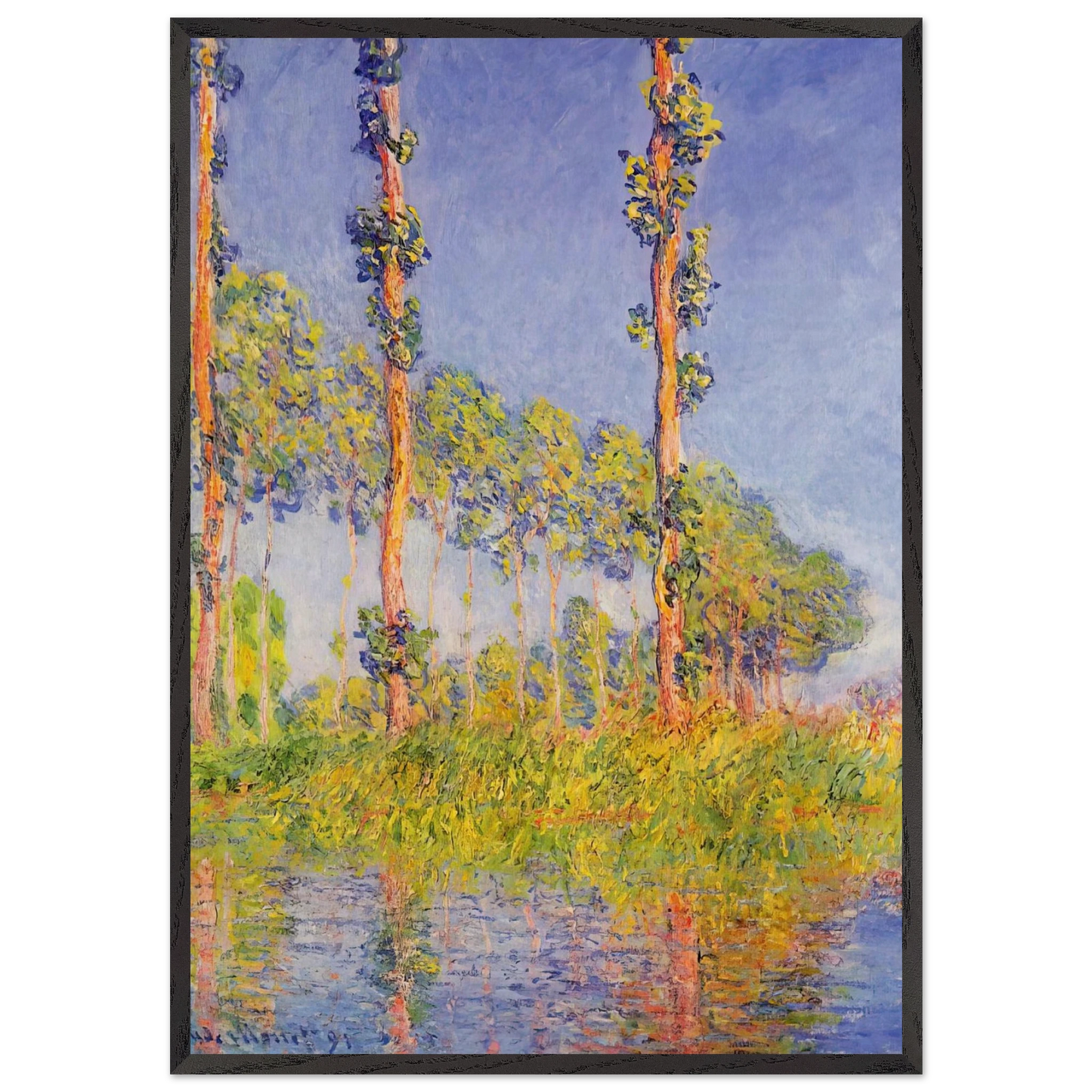 Three Trees Autumn Effect - claude monet 70x100 cm / 28x40 inches Framed Art Print – Black Wooden Frame