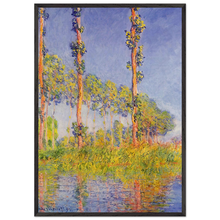 Three Trees Autumn Effect - claude monet 70x100 cm / 28x40 inches Framed Art Print – Black Wooden Frame