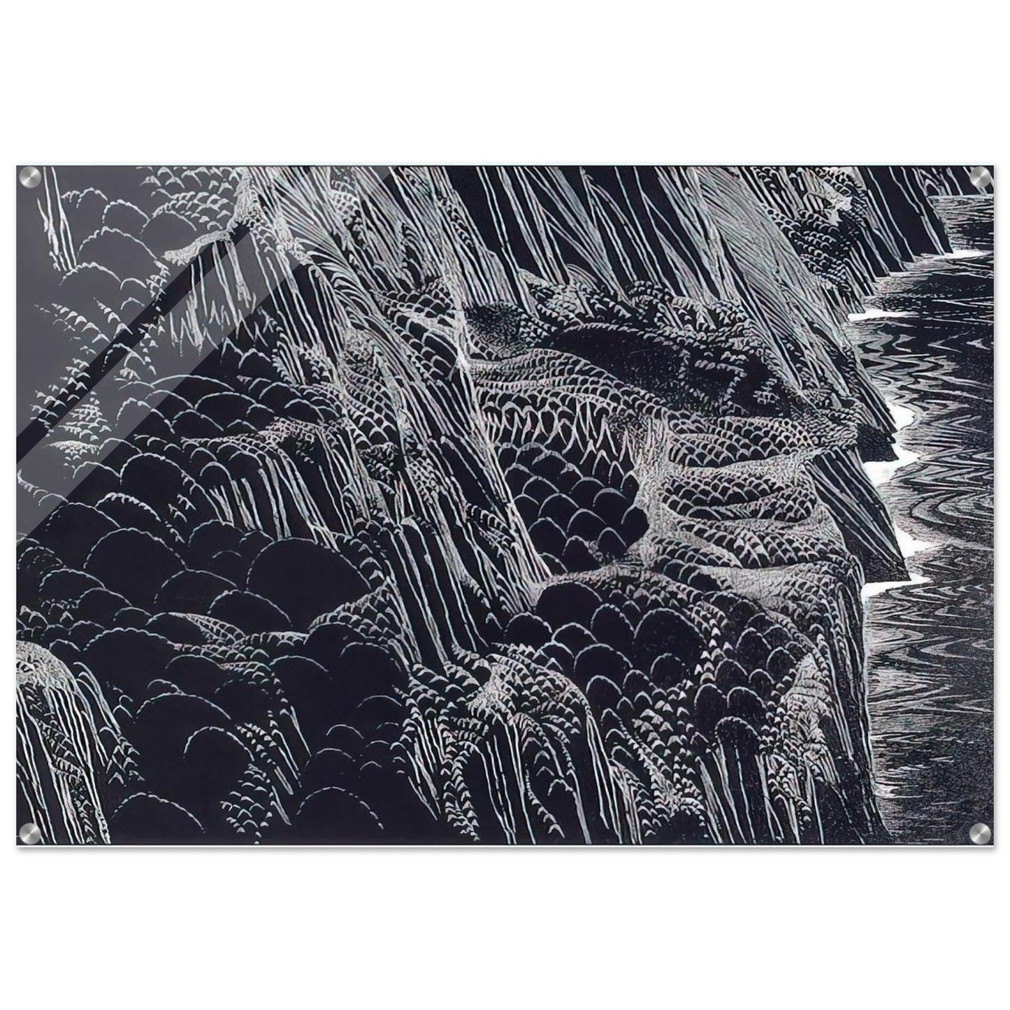 Ocean Cliffs - Eyvind Earle Acrylic Print - 70x100 cm / 28x40″ inches